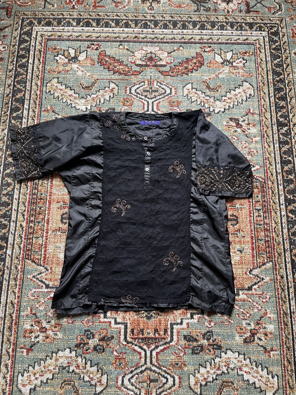 image of Comme Des Garcons Homme Plus x Junya Watanabe Ad2004 Junya Watanabe “Bedazzled” Shirt in Black (Siz