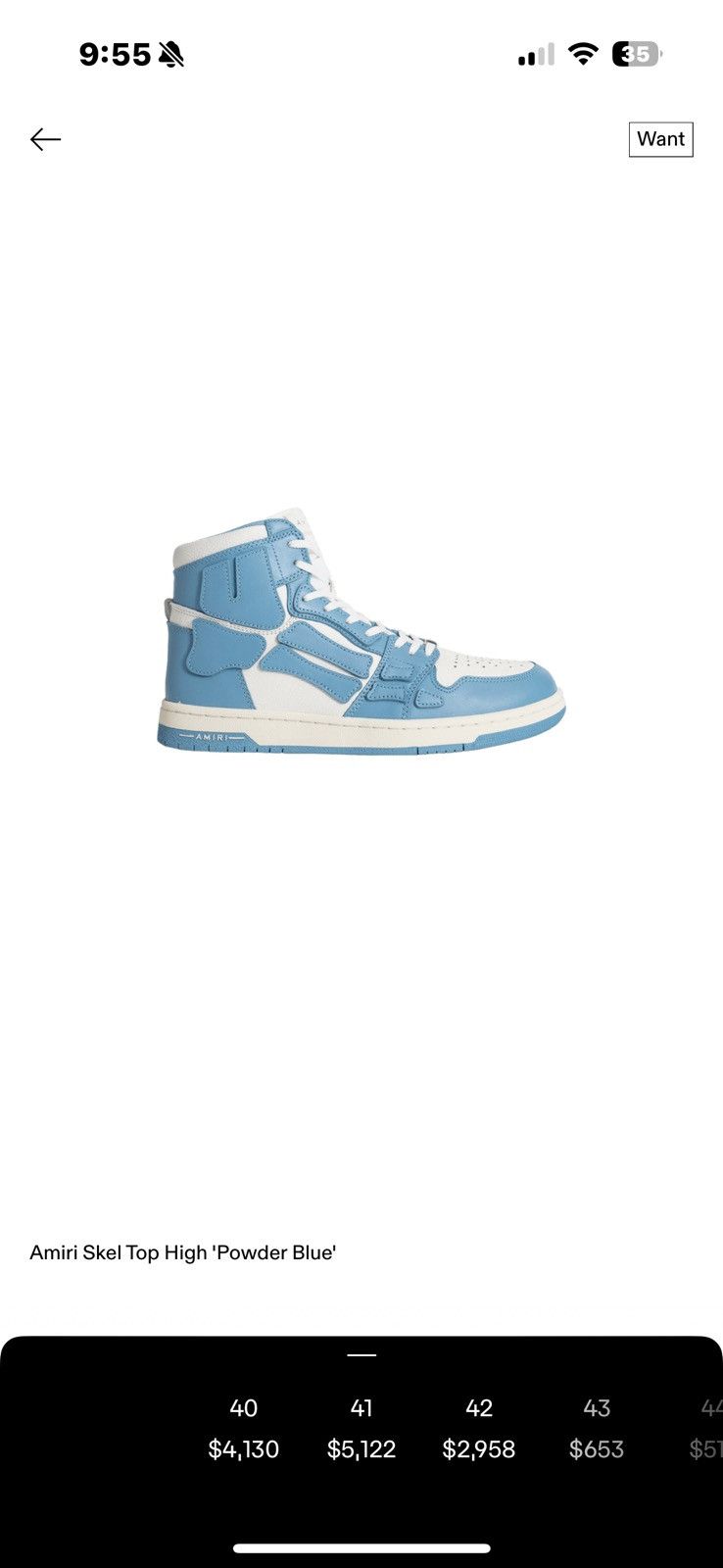 Amiri Amiri skelt high top powder blue/ white Size US 8 / EU 41 - 6 Thumbnail