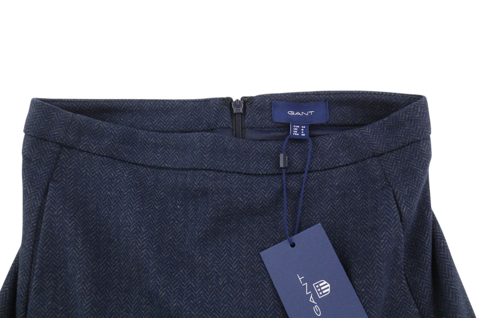 Gant HERRINGBONE EU34 Blue Pockets Zip Fly Skirt 85178 Size 26" / US 2 / IT 38 - 4 Thumbnail