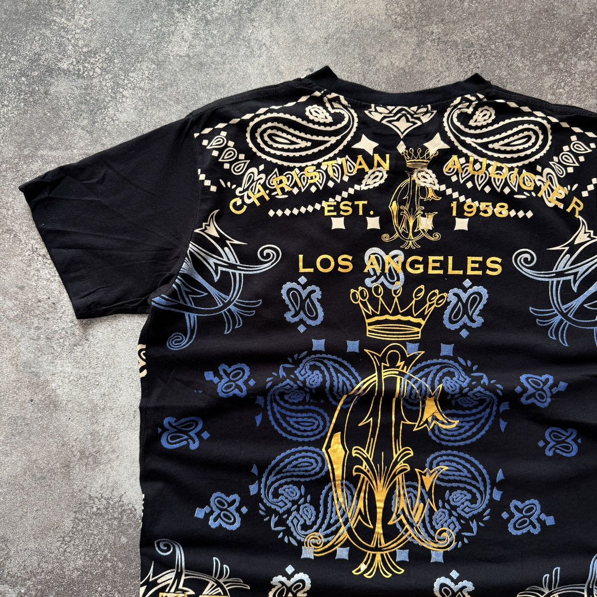 Ed Hardy Christian Audigier Skull & Roses Rhinestones Y2K T-Shirt Size US L / EU 52-54 / 3 - 8 Thumbnail