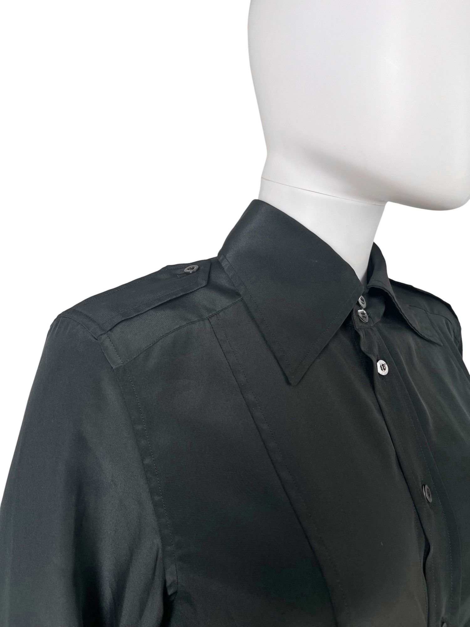 Gucci by Tom Ford S/S 1998 Black Military Shirt Size L / US 10 / IT 46 - 7 Thumbnail