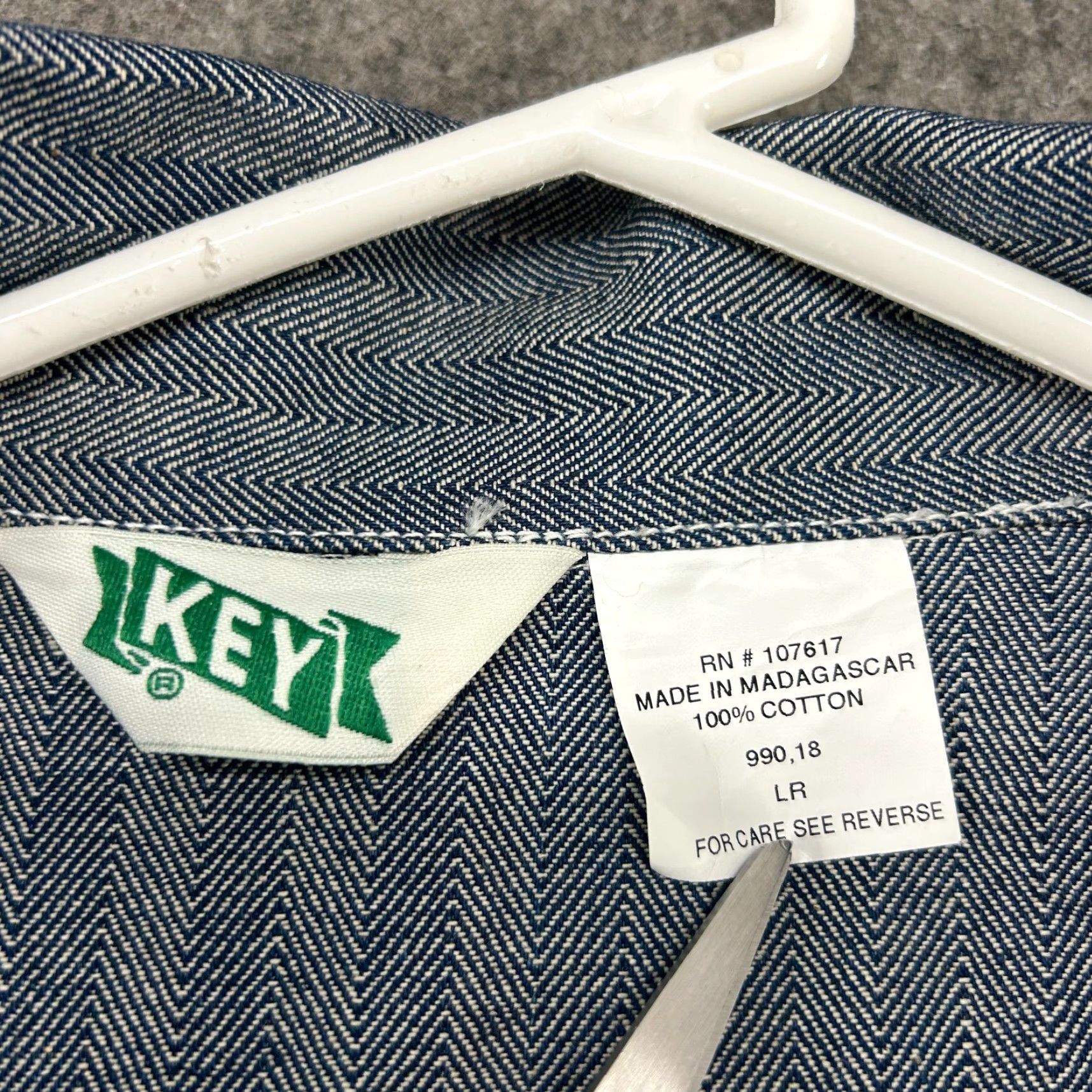 Vintage Key Coveralls Mens L Blue Herringbone Mechanic Long Sleeve Workwear Cotton HBT Size US L / EU 52-54 / 3 - 7 Thumbnail