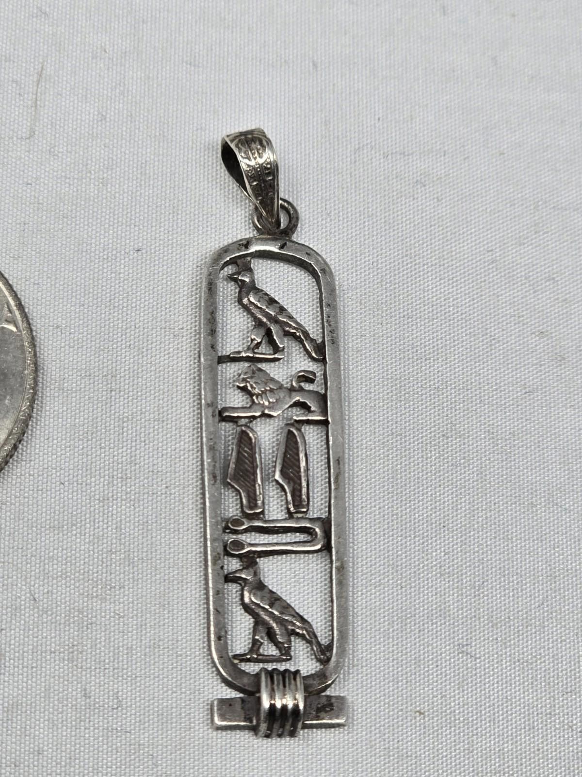 The Unbranded Brand Vintage 925 Sterling Silver Egyptian Cartouche Pendant Alisa Size ONE SIZE - 1 Thumbnail