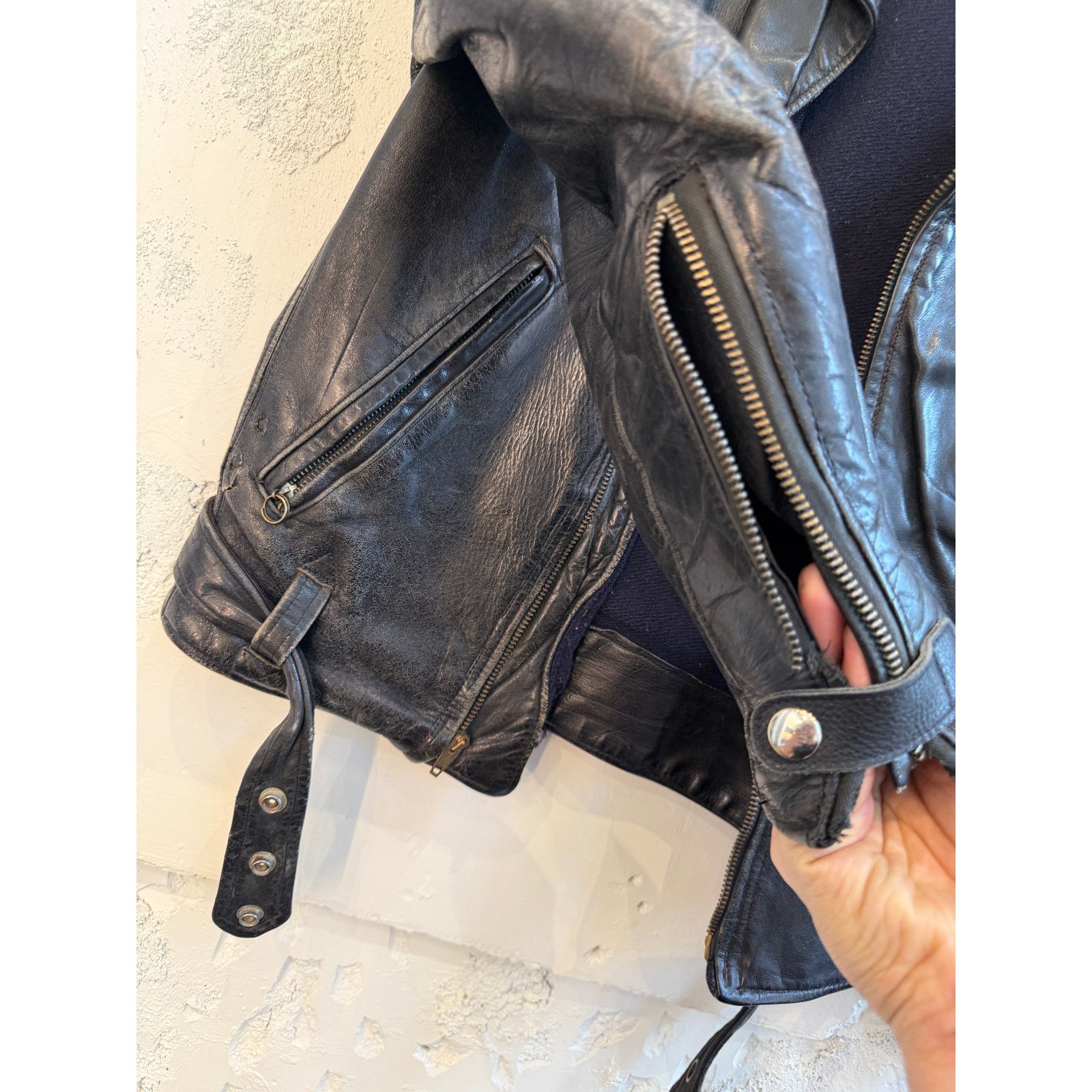 Vintage Vintage Wrecked 60's Leather Moto Biker Jacket Size US S / EU 44-46 / 1 - 2 Thumbnail