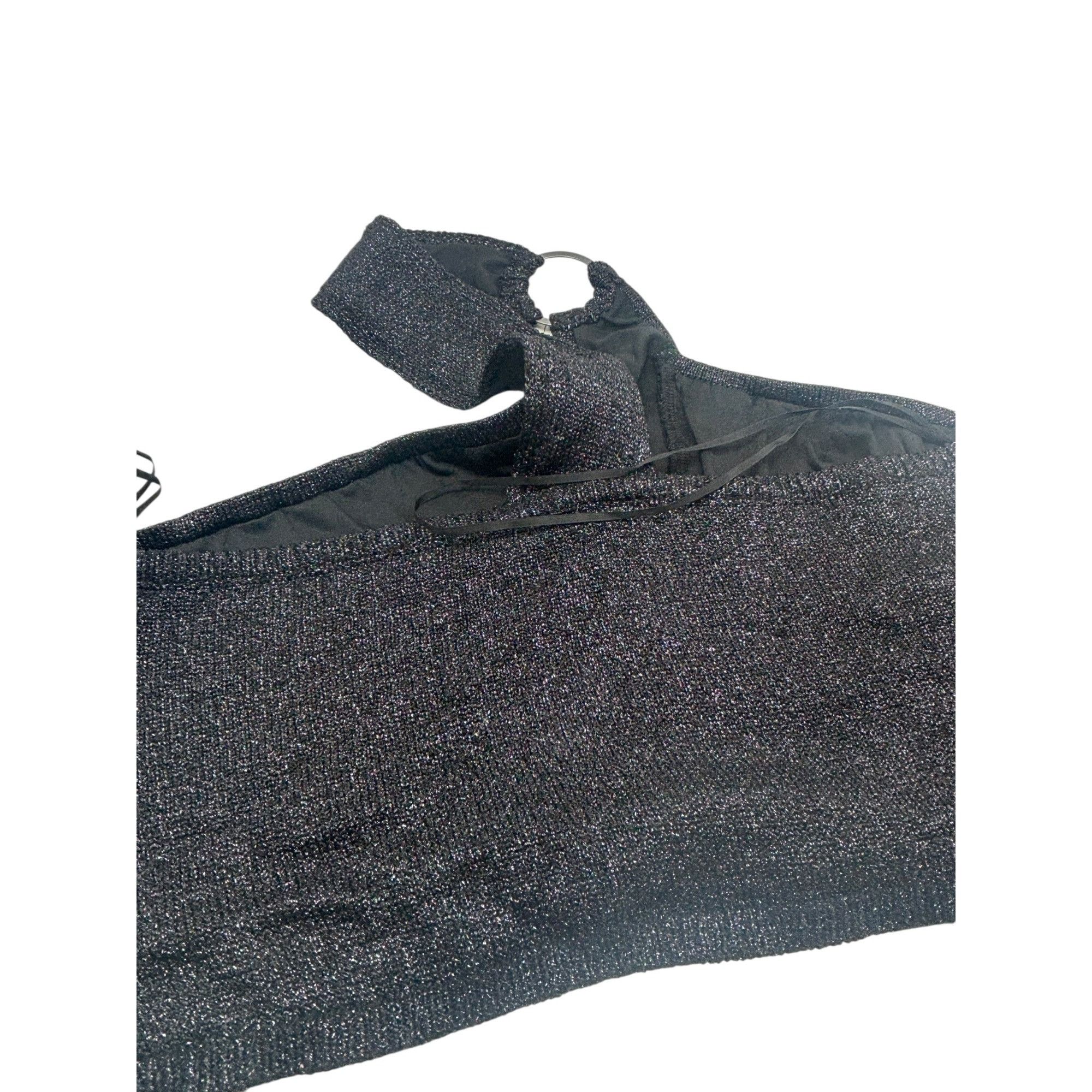 Diane von Furstenberg House of Harlow 1960 Black Metallic Knit Lurex Crop Top, Bla Size M / US 6-8 / IT 42-44 - 9 Thumbnail