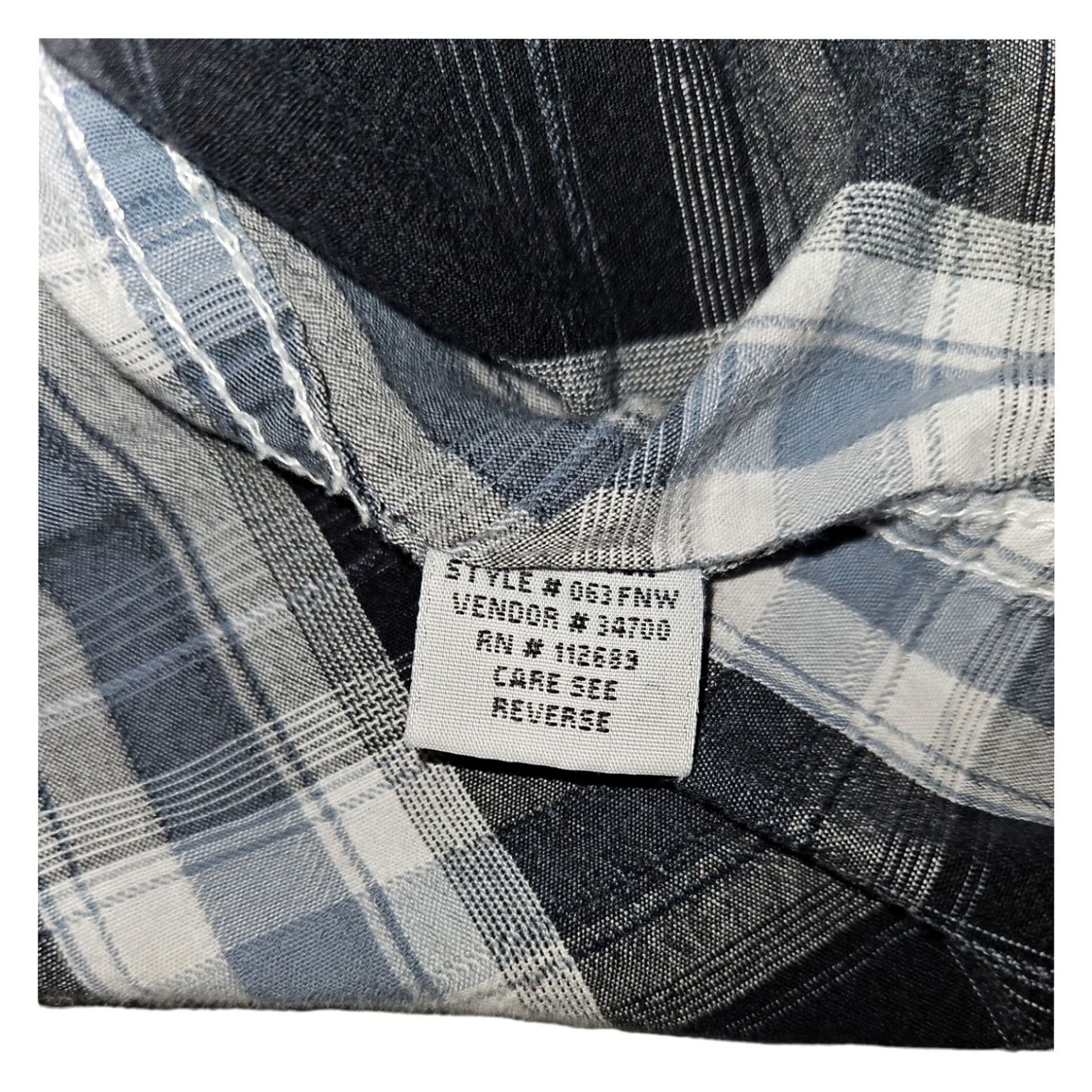 BKE BKE Plaid Long Sleeve Shirt Men's XL Slim Fit Navy Blue Collared Snap Buckle Preppy Western Cowboy Hipster Easy Care Lightweight Cotton Button-Up Size US XL / EU 56 / 4 - 8 Thumbnail