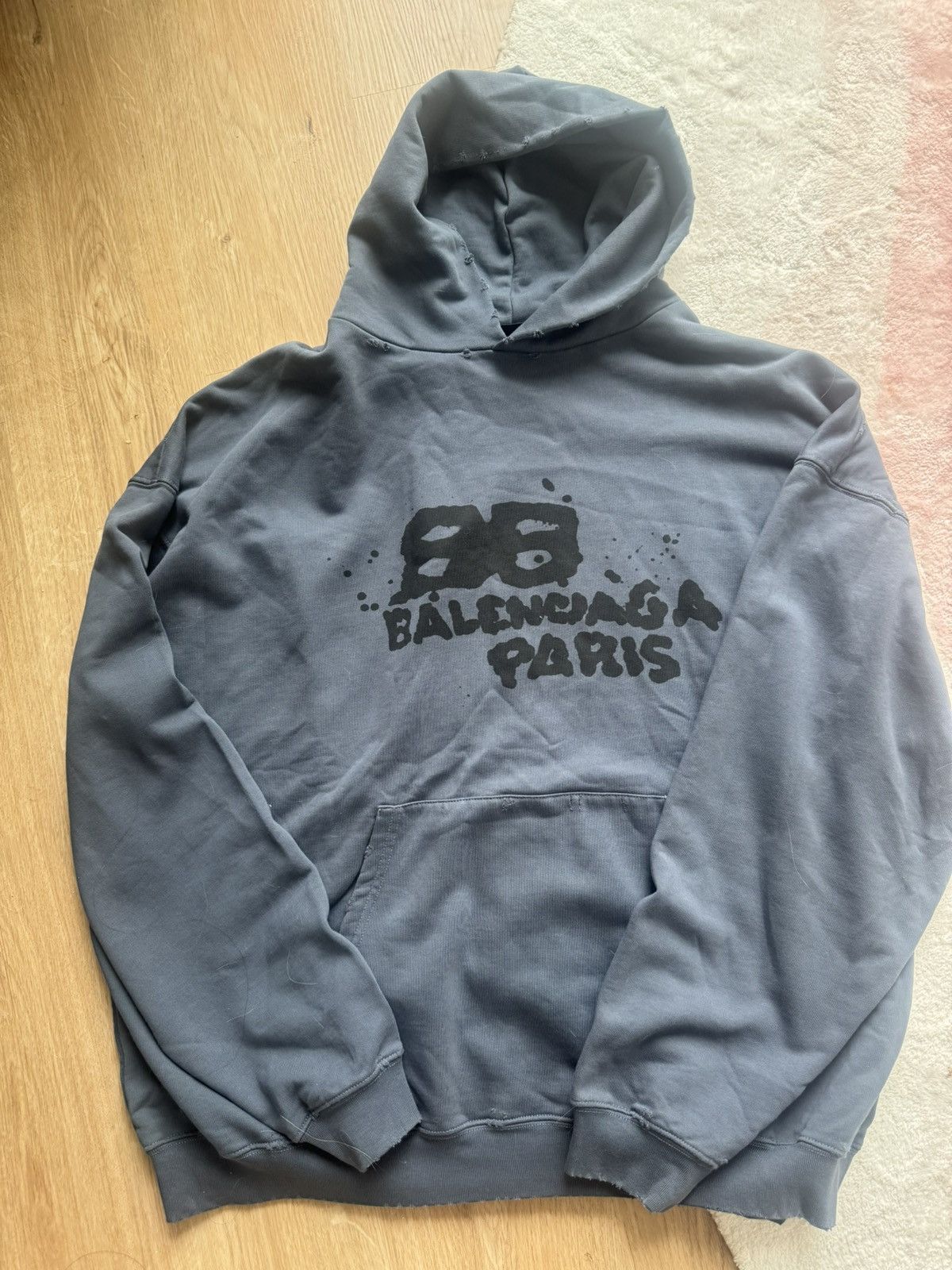 Balenciaga Balenciaga Navy Splash-ink hoodie Size US M / EU 48-50 / 2 - 2 Thumbnail