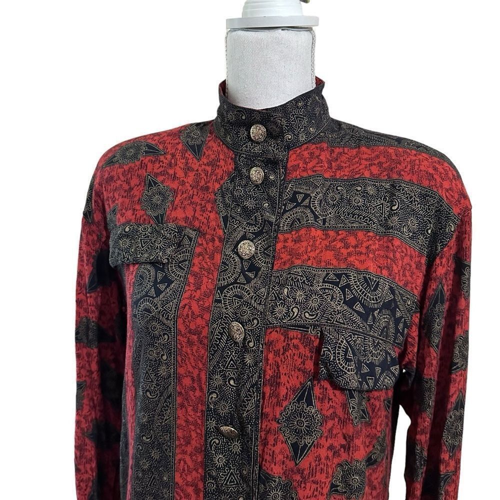 Oleg Cassini Vintage Oleg Cassini Black and Red Asymetric band collar lon Size S / US 4 / IT 40 - 3 Thumbnail