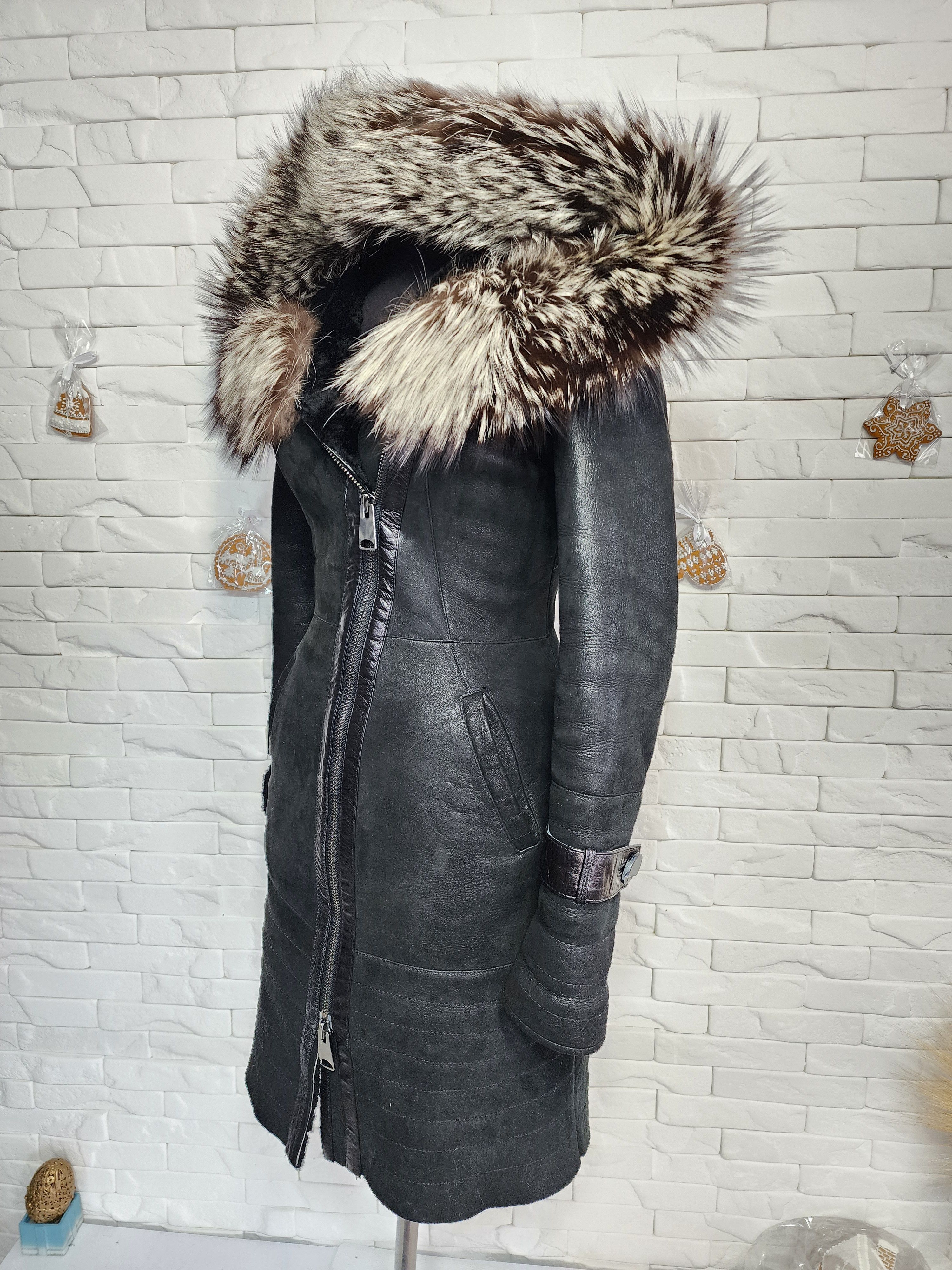 Furla Brown Sheepskin Coat: Women's Fur Hood Winter Coat Size S / US 4 / IT 40 - 2 Thumbnail