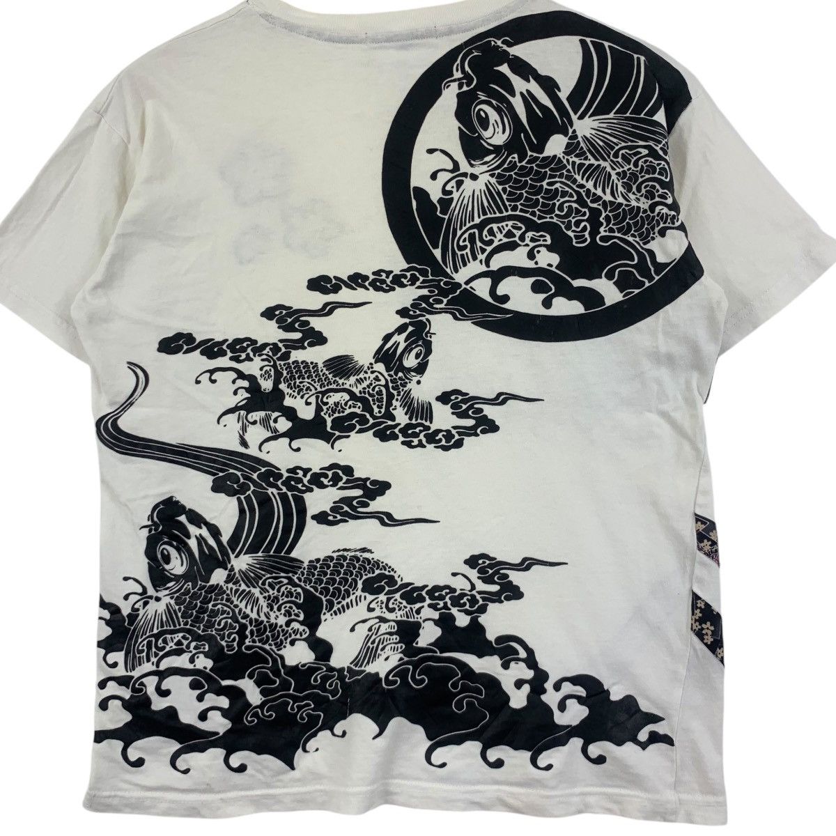 Vintage JAPAN TRADITIONAL KOI Fish Karakuri Onsen AOP Tee Shirt Size L / US 10 / IT 46 - 6 Thumbnail