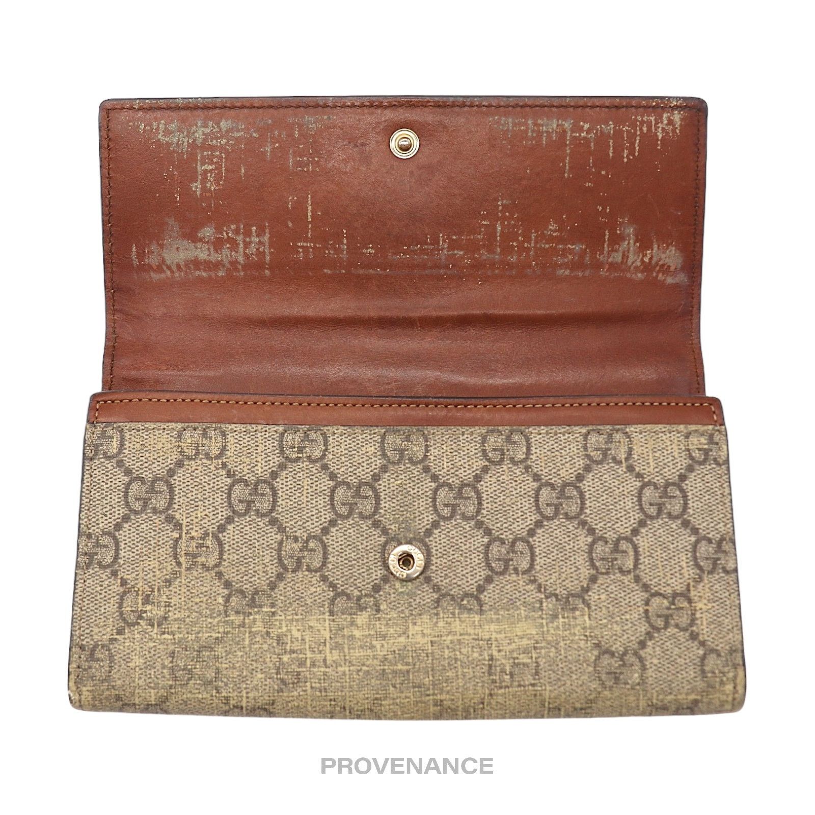 Gucci 🔴 Gucci Snap Long Wallet - GG Supreme Brown Size ONE SIZE - 5 Thumbnail