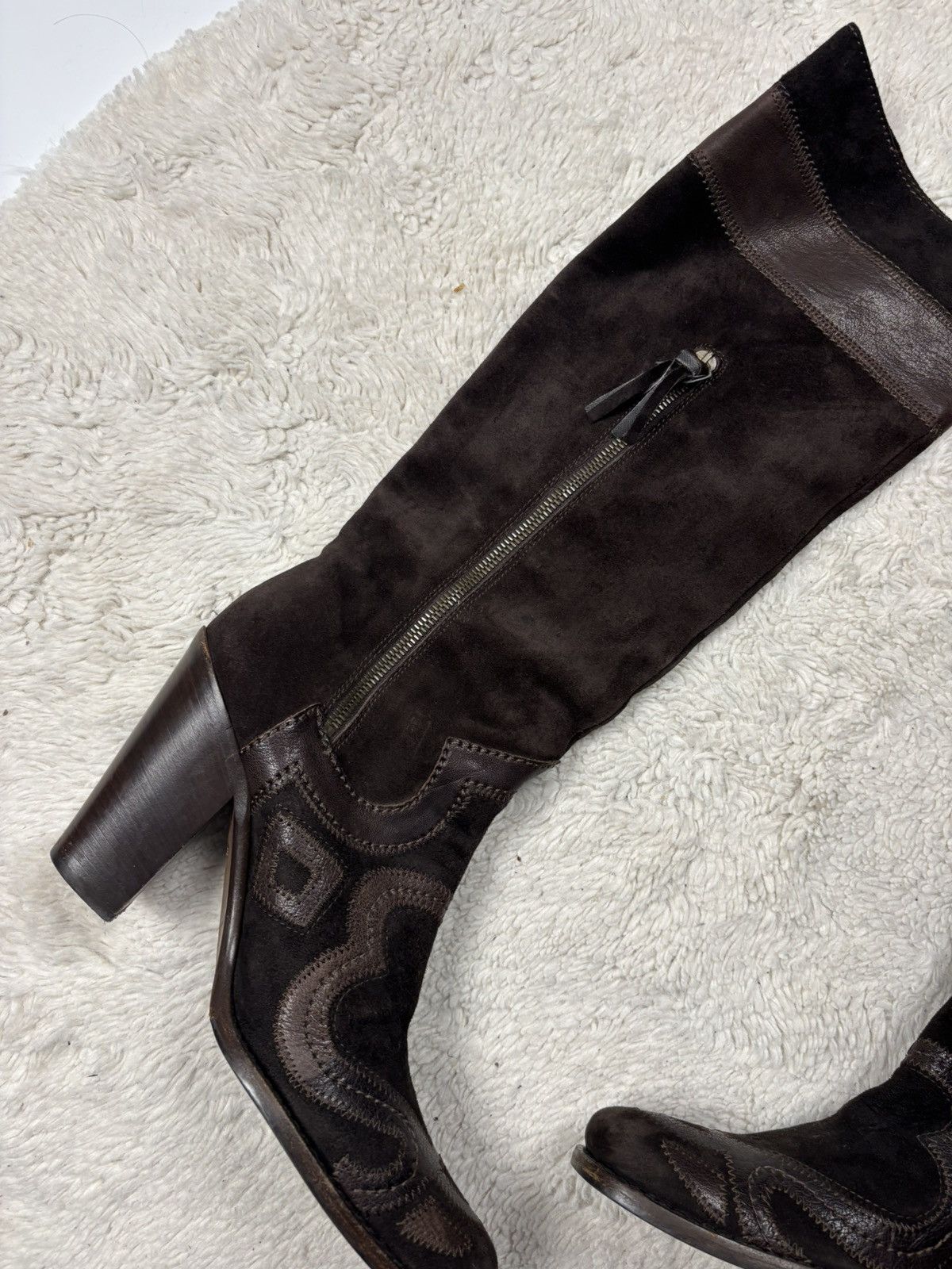 Miu Miu Miu Miu Vintage Cowboy Camperos Suede Brown Boots Rare Size US 7 / IT 37 - 9 Thumbnail