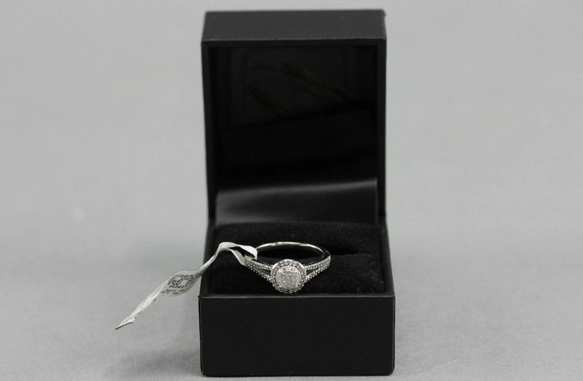 Other NWT $800 10K White Gold 1/4 Ct Diamond Bridge Promise Ring Size ONE SIZE - 1 Thumbnail