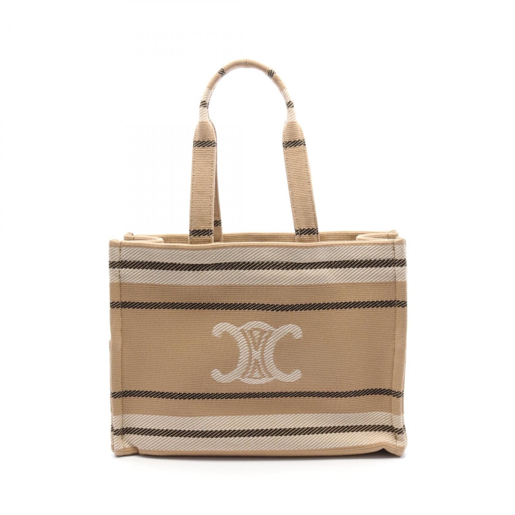 Celine Celine Large Hippopotamus Thais Handbag Tote Bag Canvas Beige Ivory Black Size ONE SIZE - 1 Thumbnail