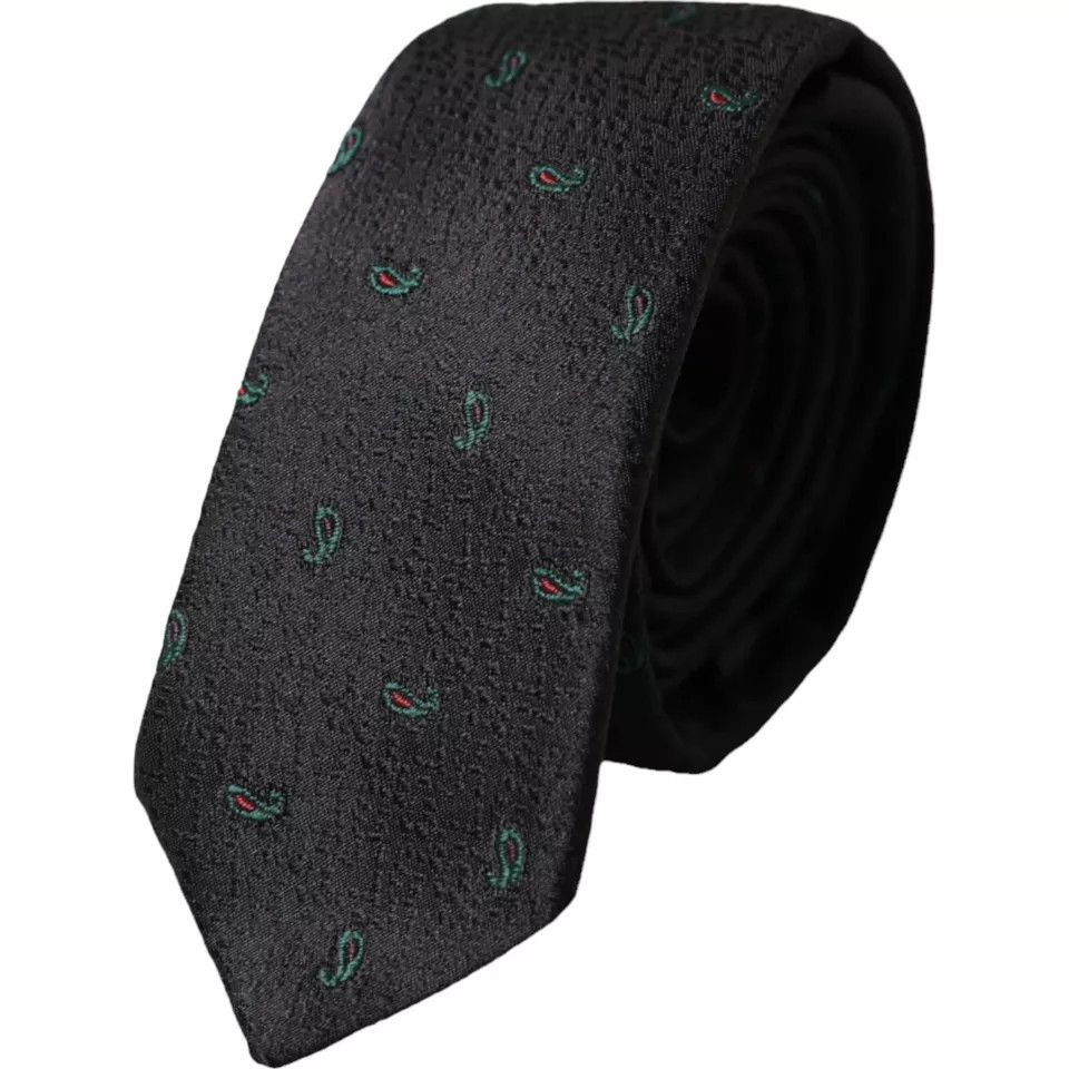 Dolce & Gabbana Black Fantasy 100% Silk Adjustable Men Men's Tie Size ONE SIZE - 1 Thumbnail