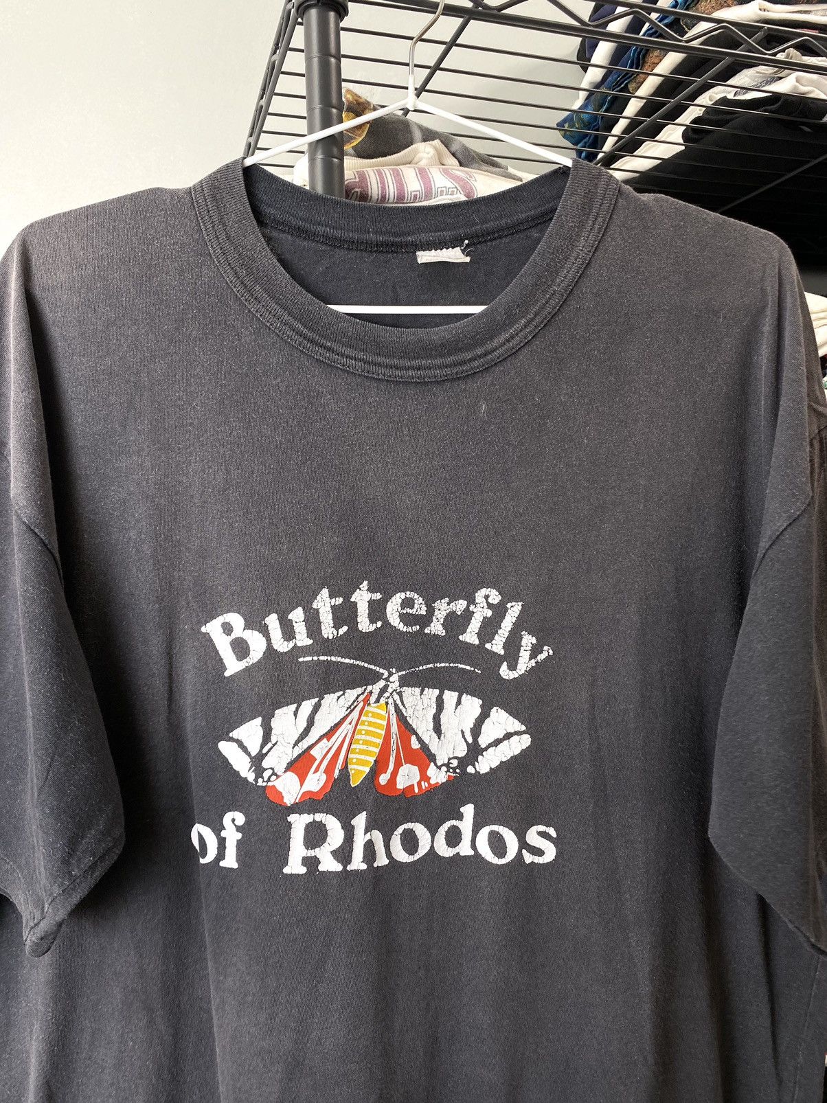 Vintage Vintage 1990’s Butterfly Of Rhodos Sun Faded T Shirt Size US XL / EU 56 / 4 - 2 Thumbnail