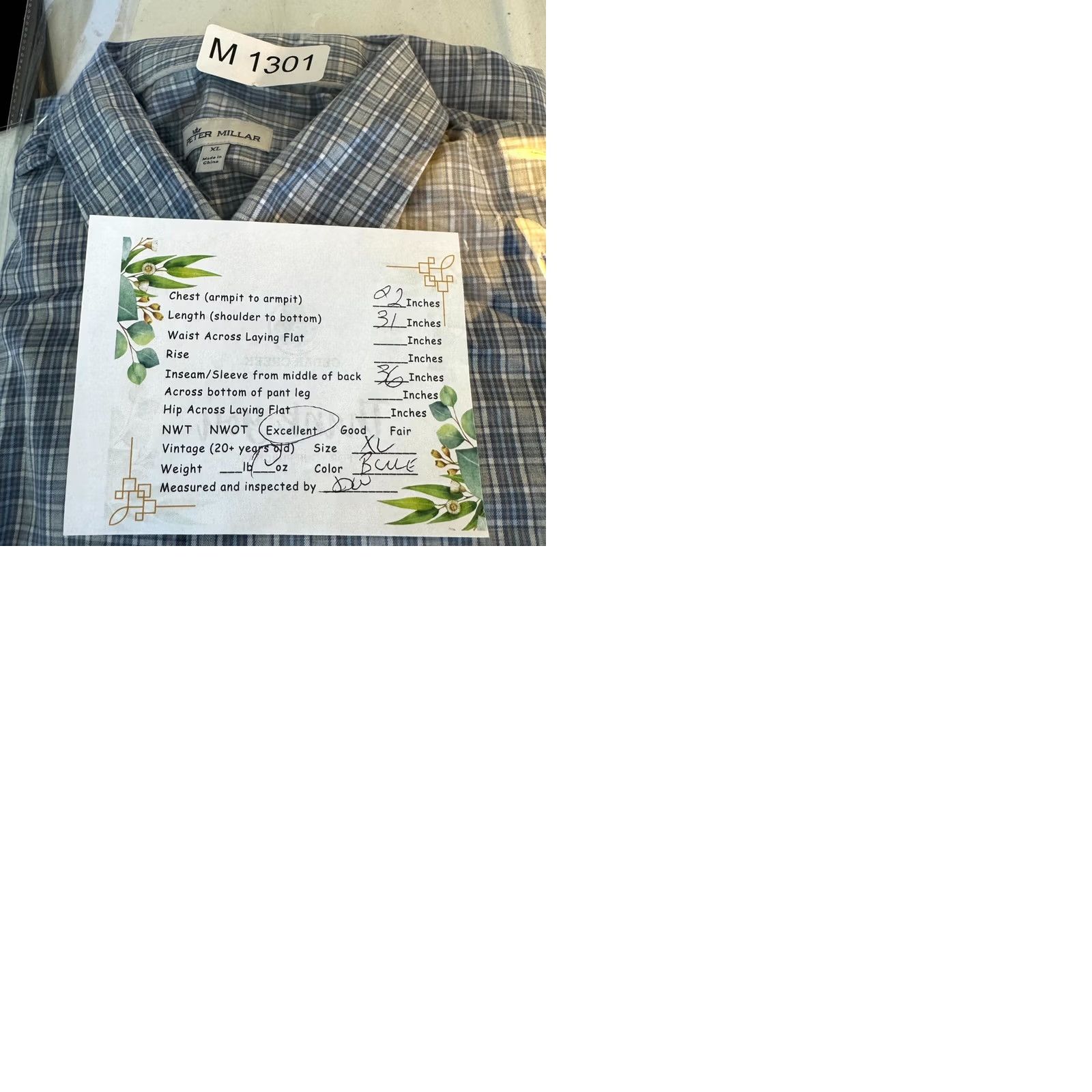Peter Millar Peter Millar Long Sleeve Button-Up Shirt XL Blue Plaid Fitted Casual Men’s Shirt Size US XL / EU 56 / 4 - 9 Thumbnail