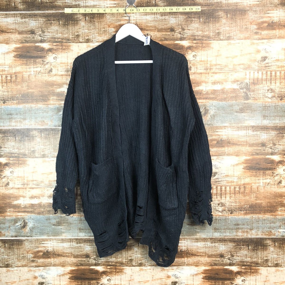 Japan ripped distressed Dark Blue Cardigan Knitwear #A2373