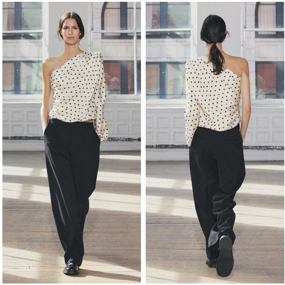 Zara NWT ZARA ASYMMETRIC SHOULDER PAD TOP ZW COLLECTION L Size L / US 10 / IT 46 - 2 Thumbnail