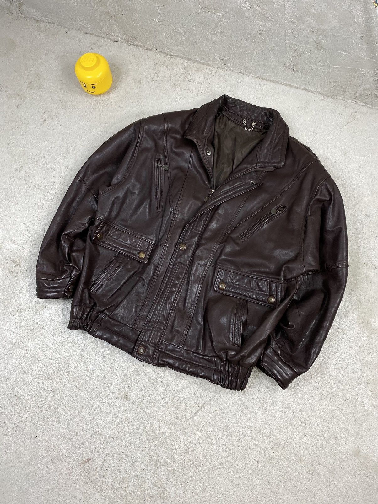 Vintage Leather jacket brown vintage bomber genuine boxy oversize Size US XL / EU 56 / 4 - 2 Thumbnail