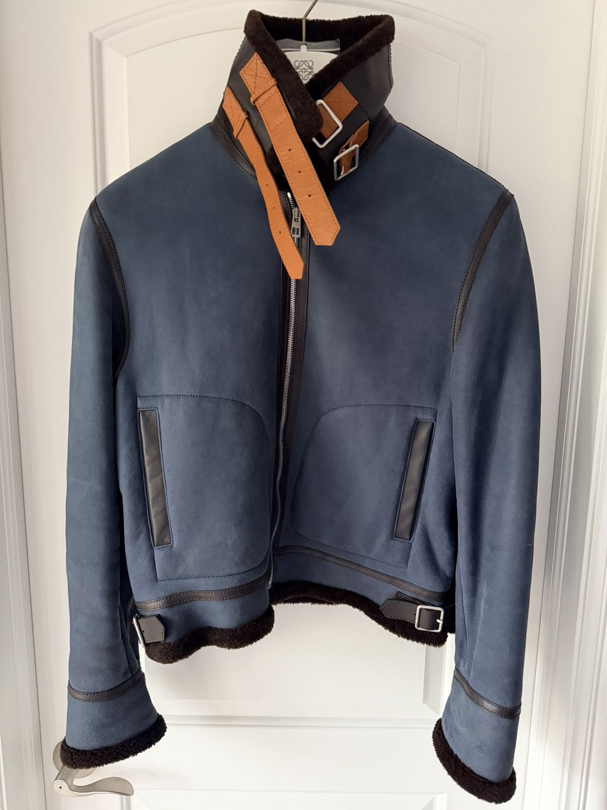 Loewe Loewe Blue Leather Brown Shearling Jacket Size US L / EU 52-54 / 3 - 4 Thumbnail