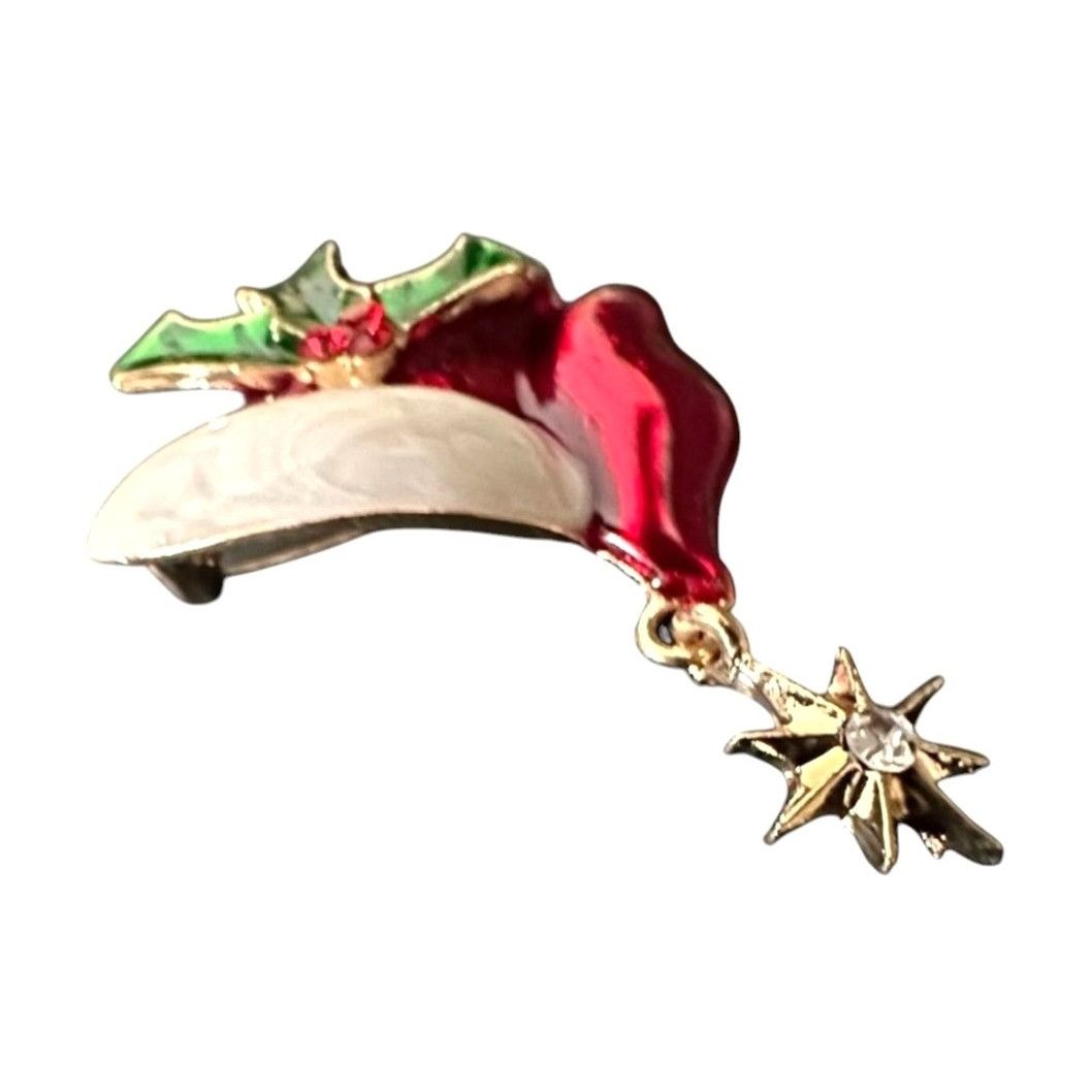 Handmade Santa Hat Brooch Pin Whimsical New Christmas Dangle Star Ho Size ONE SIZE - 9 Thumbnail