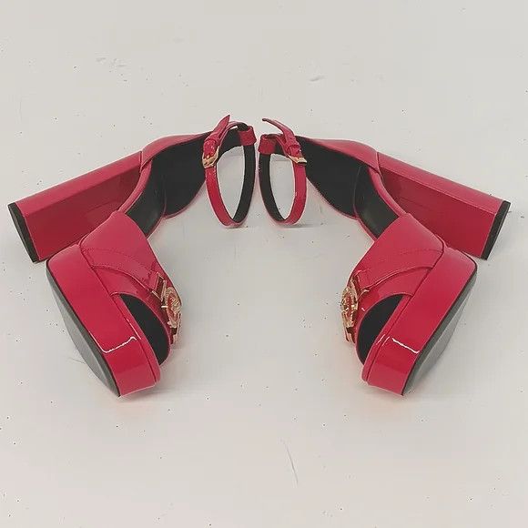 Versace Versace Medusa Logo Pink Patent Leather Platform Heels US8 Size US 8 / IT 38 - 4 Thumbnail
