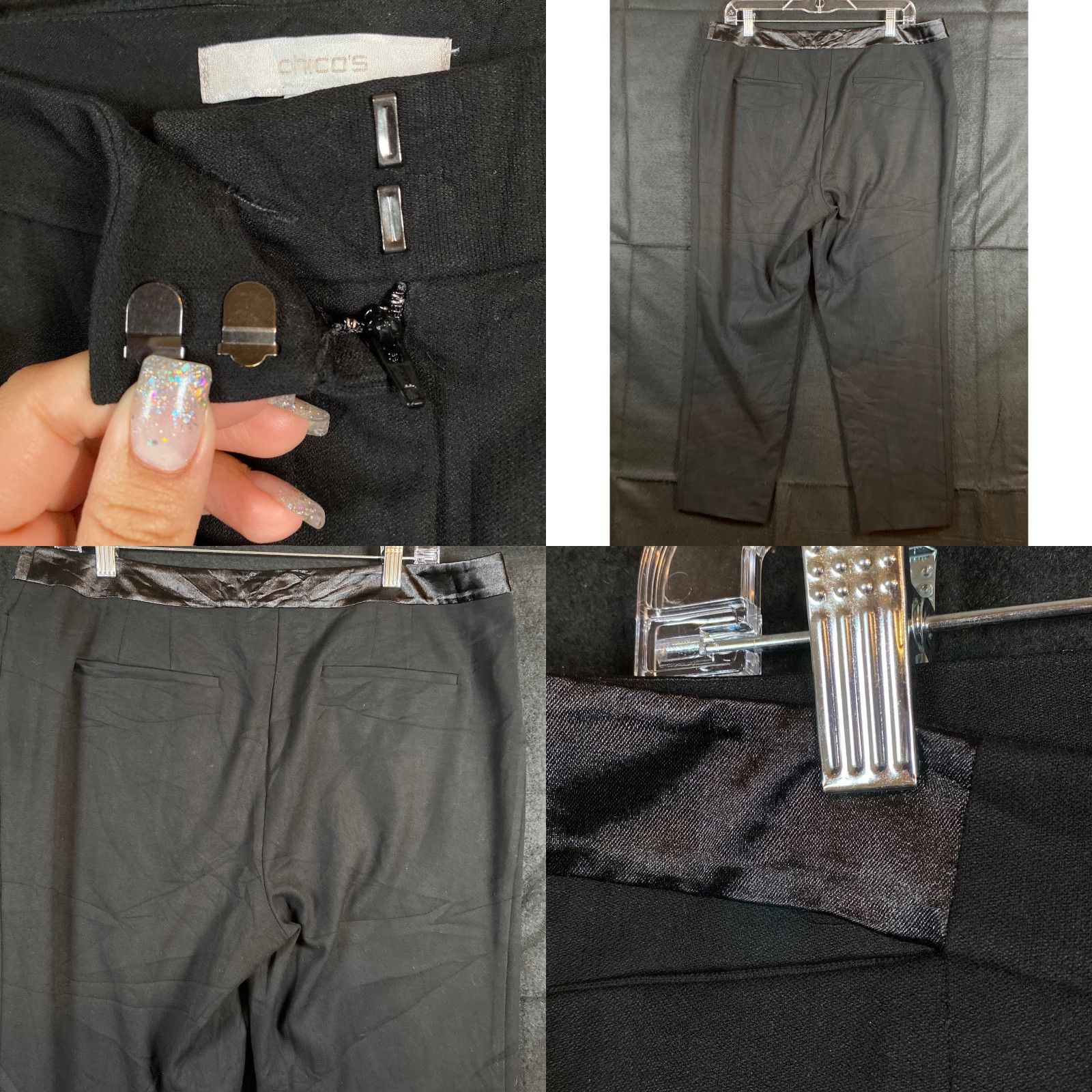 Vintage Chicos Womens Pants Black High Rise Straight Leg Capri Cropped Stretch 2 (L) Size 24" / US 00 / IT 34 - 8 Thumbnail