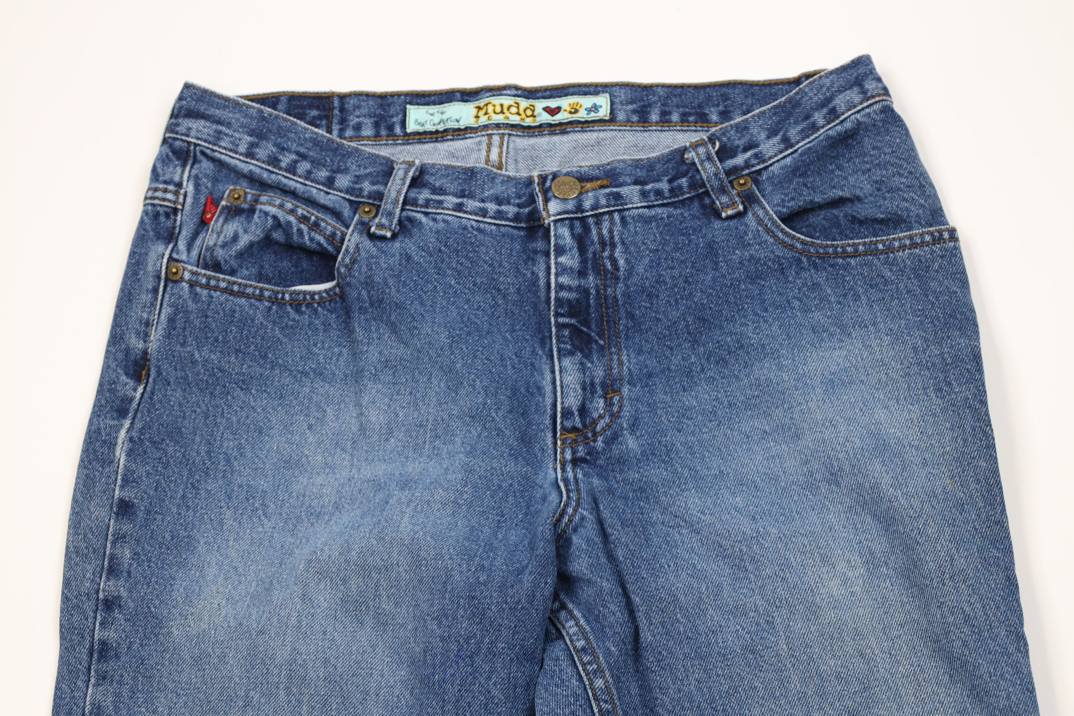 Vintage Vintage 90s Y2K Mudd Flared Wide Leg Denim Jeans Blue Size 34" / US 12 / IT 48 - 2 Thumbnail