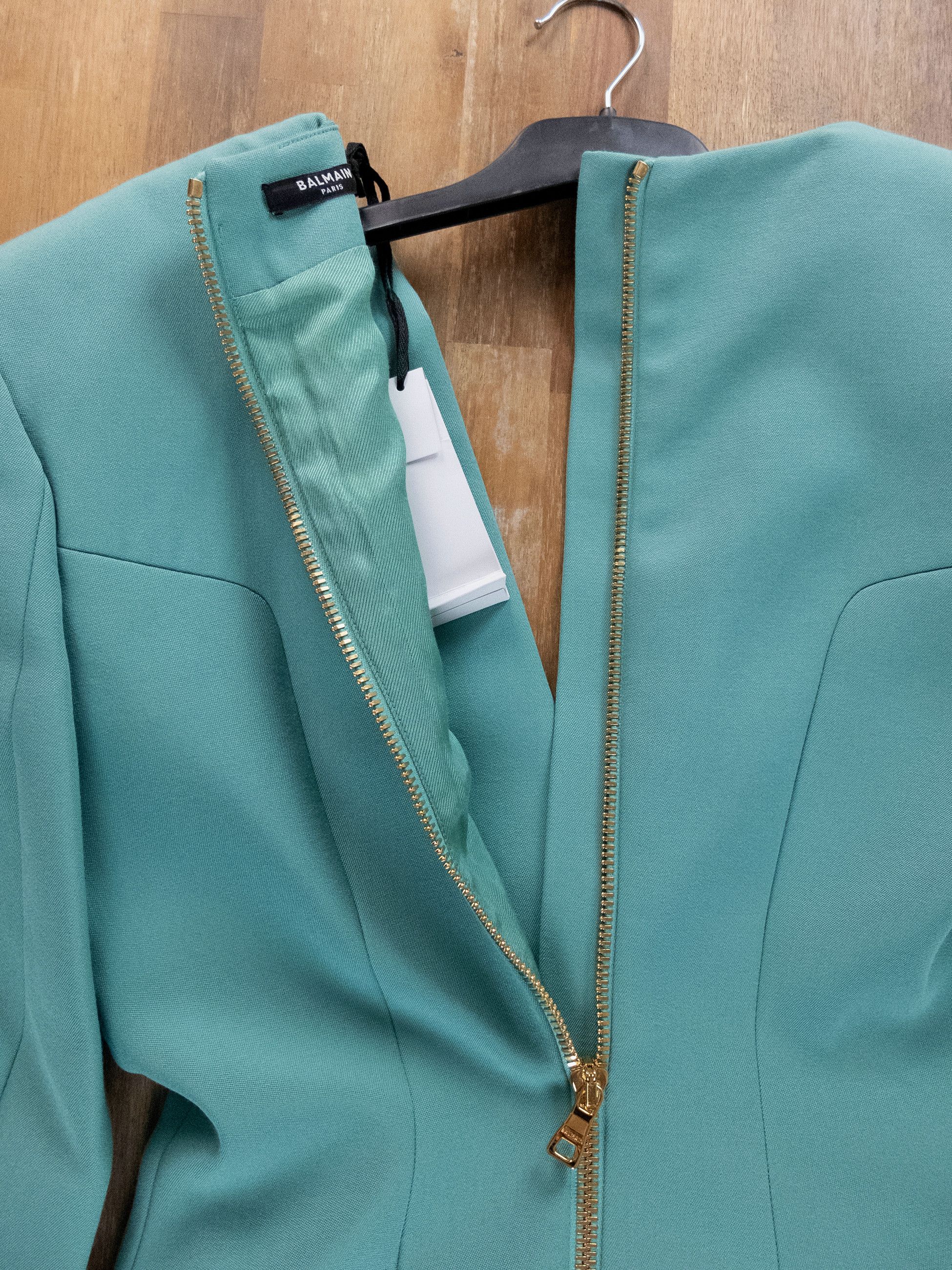 Balmain BALMAIN green wool single button mini jacket dress 6 / 38 FR Size M / US 6-8 / IT 42-44 - 11 Thumbnail