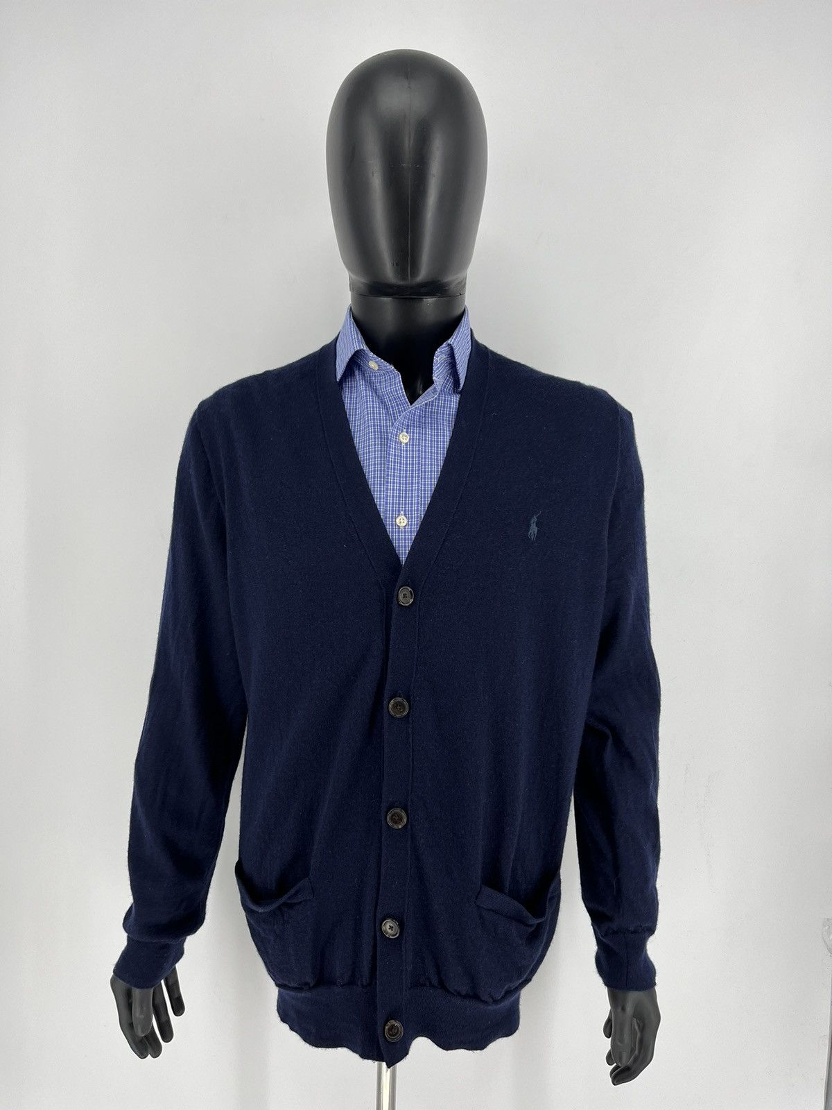 Polo Ralph Lauren × Ralph Lauren × Vintage Polo Ralph Lauren Cardigan With Embroidered Small Horse Navy Size US XXL / EU 58 / 5 - 2 Thumbnail