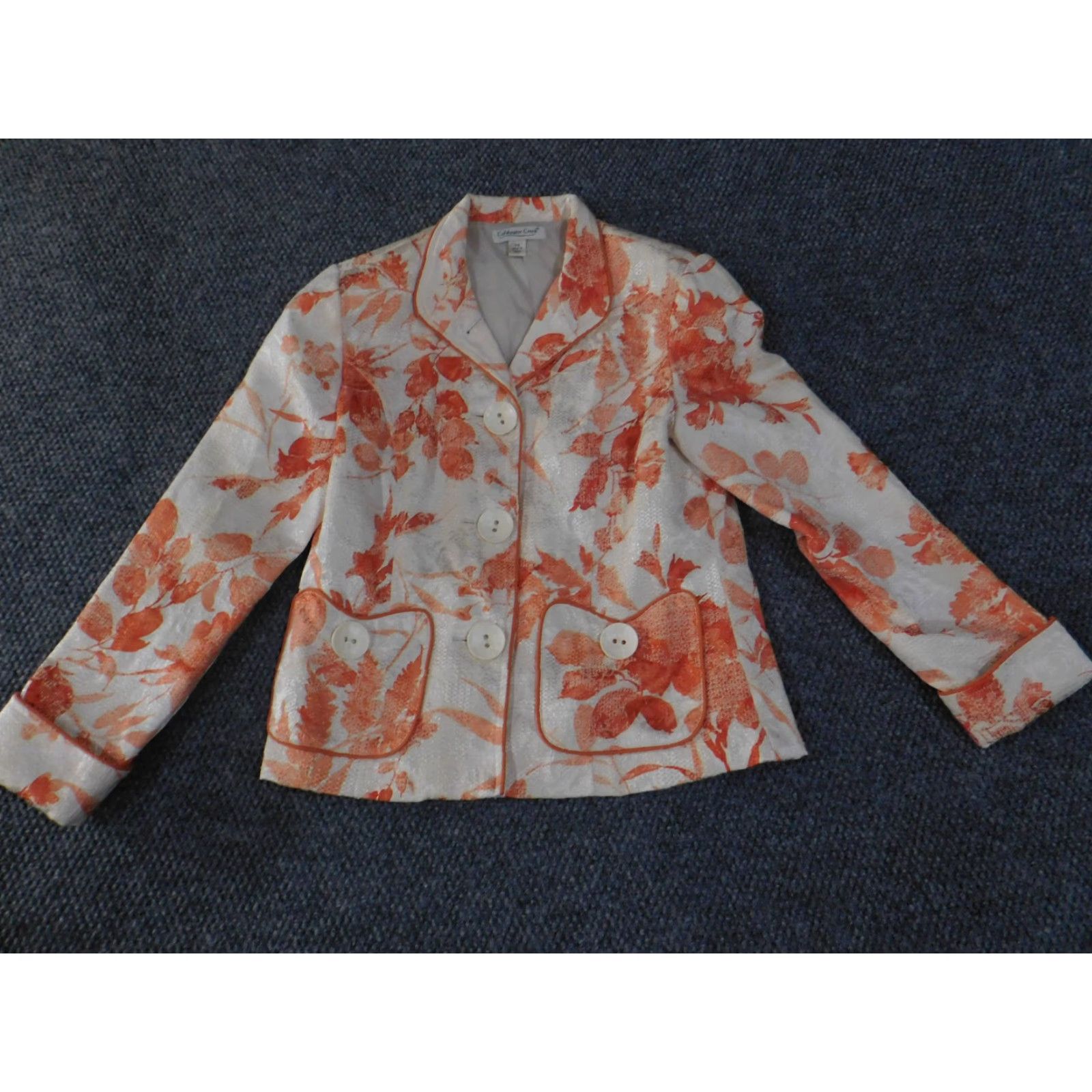 Coldwater Creek Coldwater Creek Blazer Womens Petite 8 White Floral Cotton Blend Button Zipper Tweed Jacket Womens, Blazer, Petite, White, Floral, 8P, Coldwater Creek Size M / US 6-8 / IT 42-44 - 3 Thumbnail