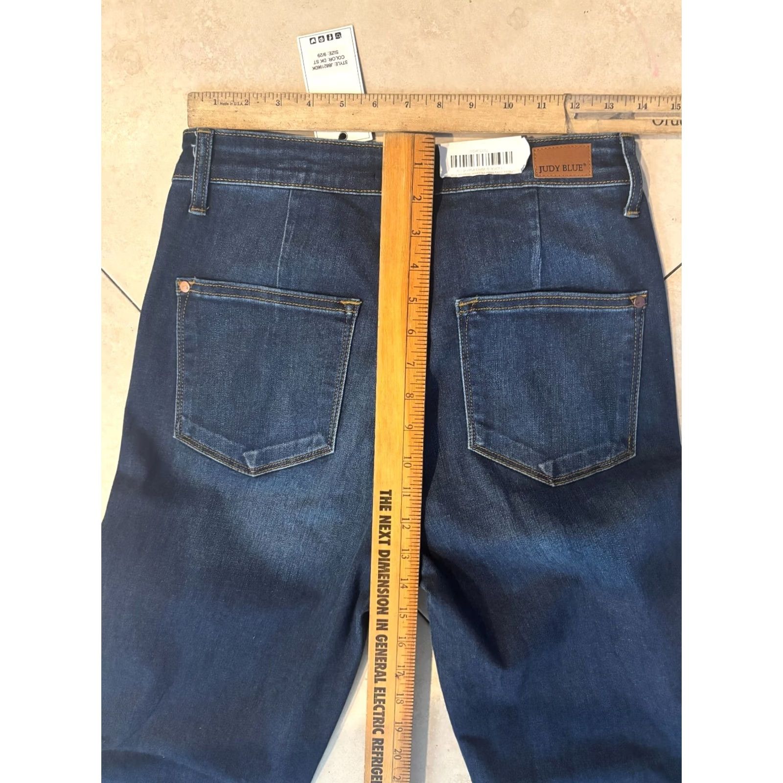Vintage Judy Blue Jeans Women's Tall 9 High Waist Flare Dark Blue Hippie Retro 4456 Jeans Size 30" / US 8 / IT 44 - 6 Thumbnail