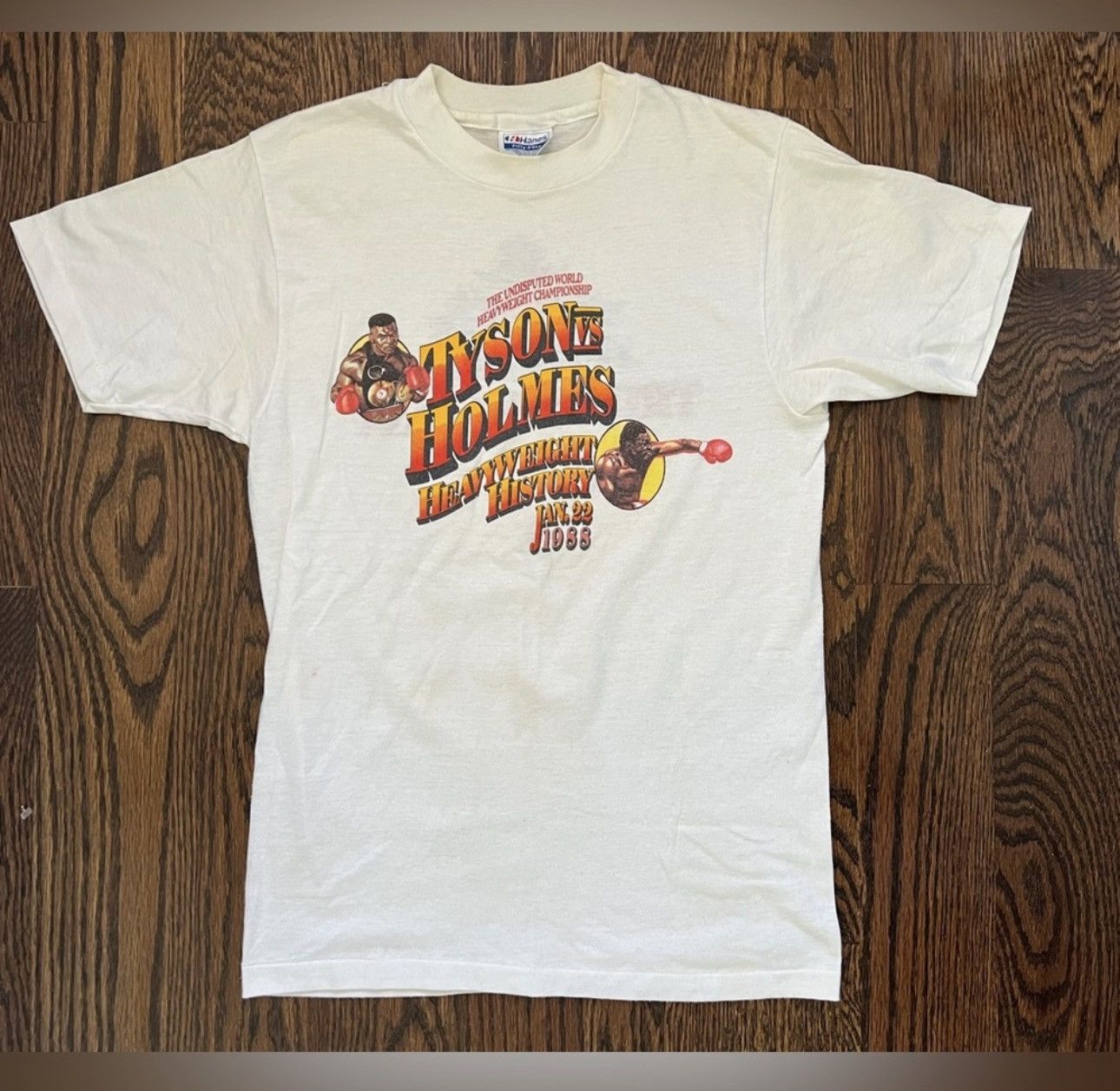 Hanes Vtg 80s MIKE TYSON LARRY HOLMES Shirt Trump Plaza Don King M Size US M / EU 48-50 / 2 - 2 Thumbnail