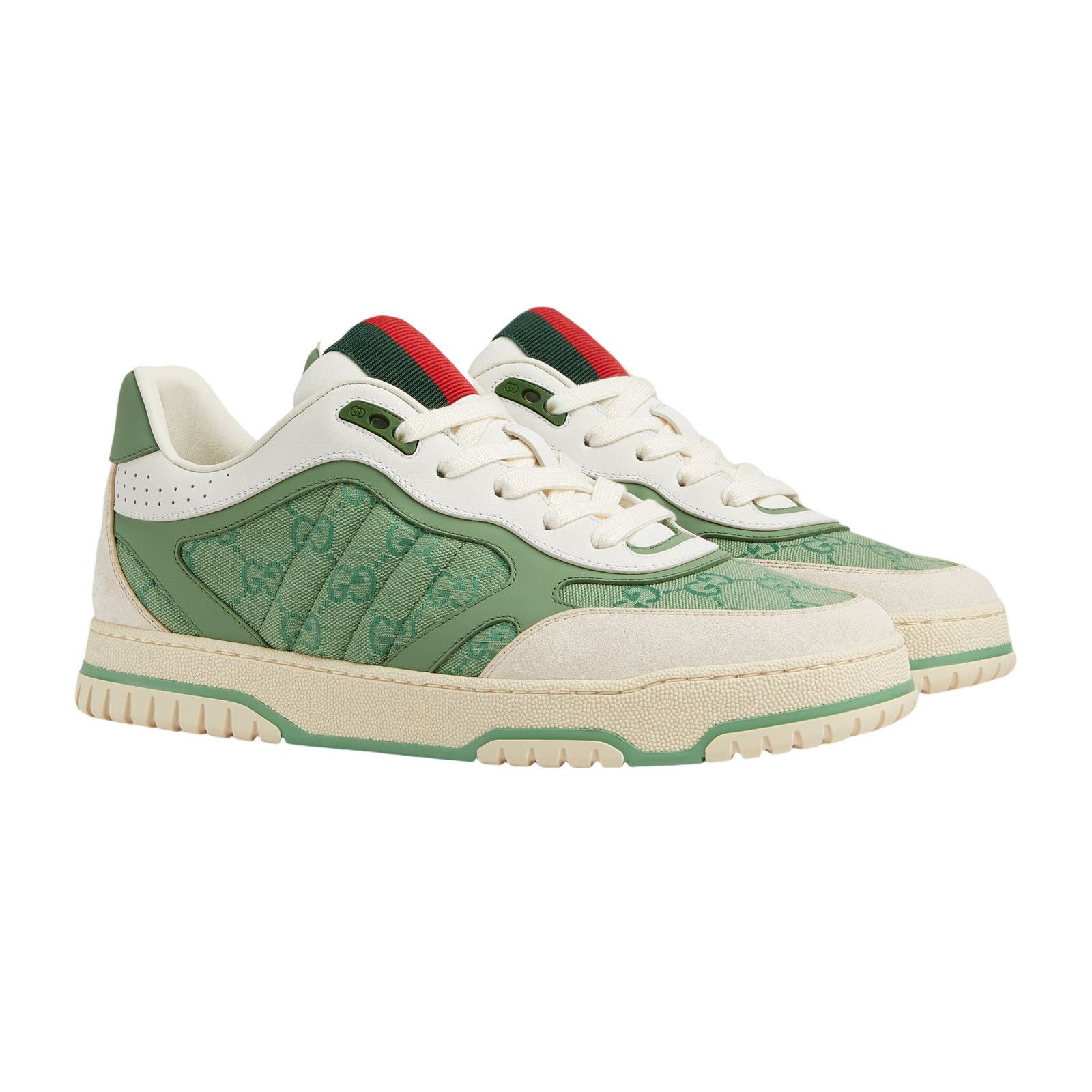 GUCCI Re-Web $1150 Men's Green GG Canvas Sneakers New & Auth