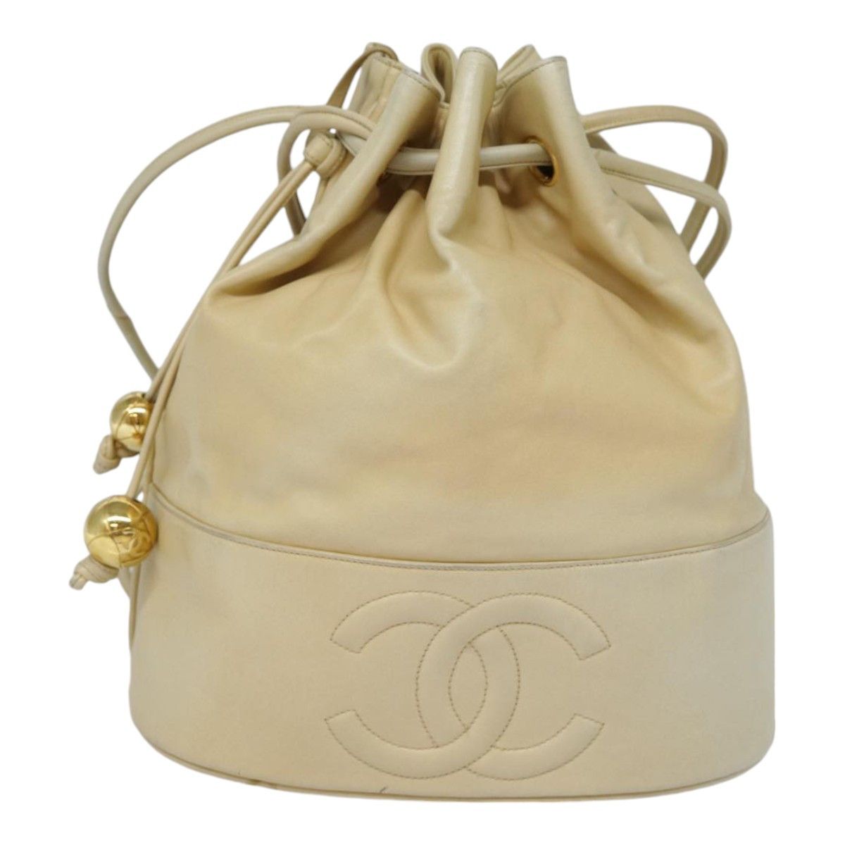 Chanel Logo Cc Beige Leather Shoulder Bag (Pre-Owned) Size ONE SIZE - 1 Thumbnail