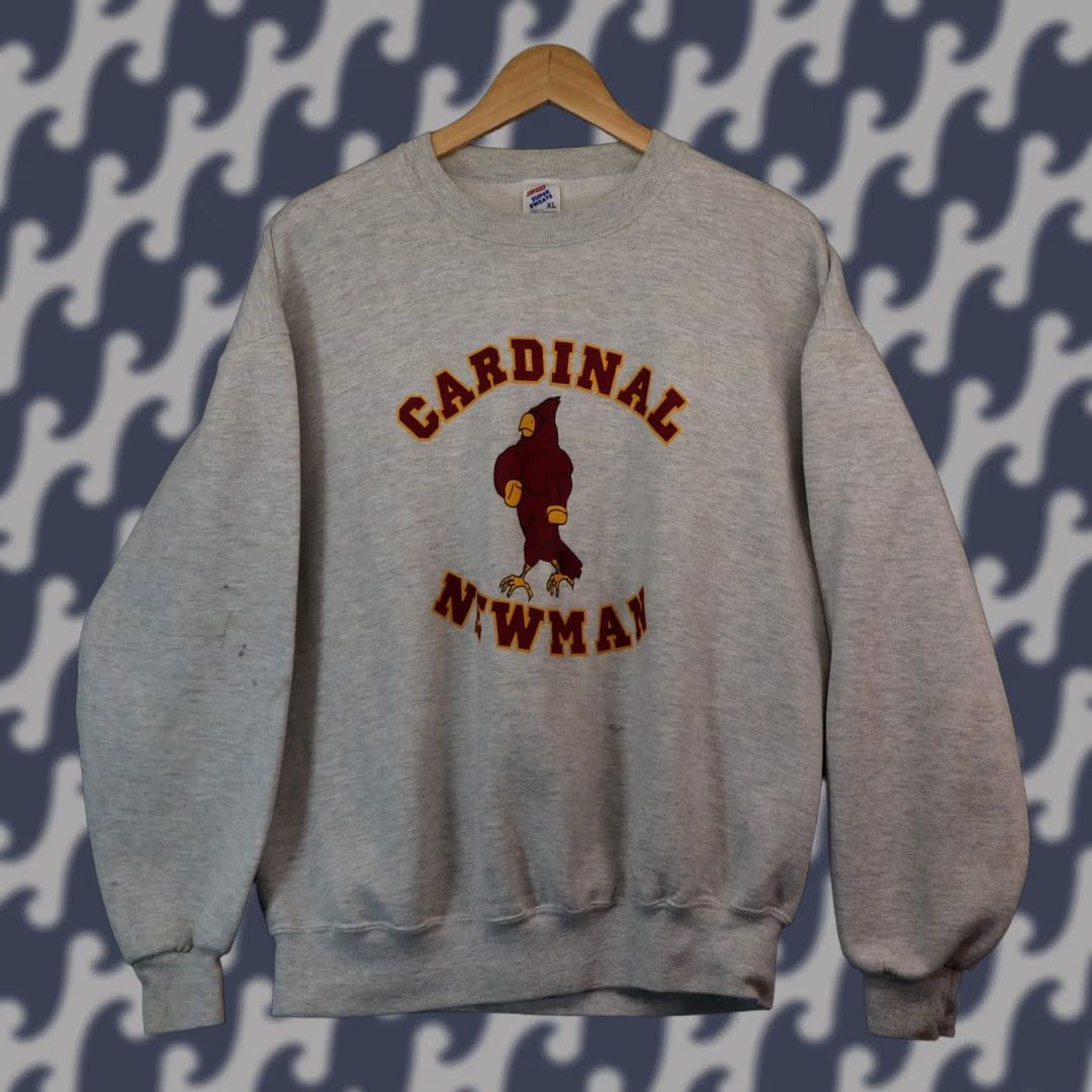 Jerzees VINTAGE Jerzees Men Sweatshirt XL Cardinal Newman Super Sweats Gray Heather Crewneck Pullover University Size US XL / EU 56 / 4 - 1 Thumbnail
