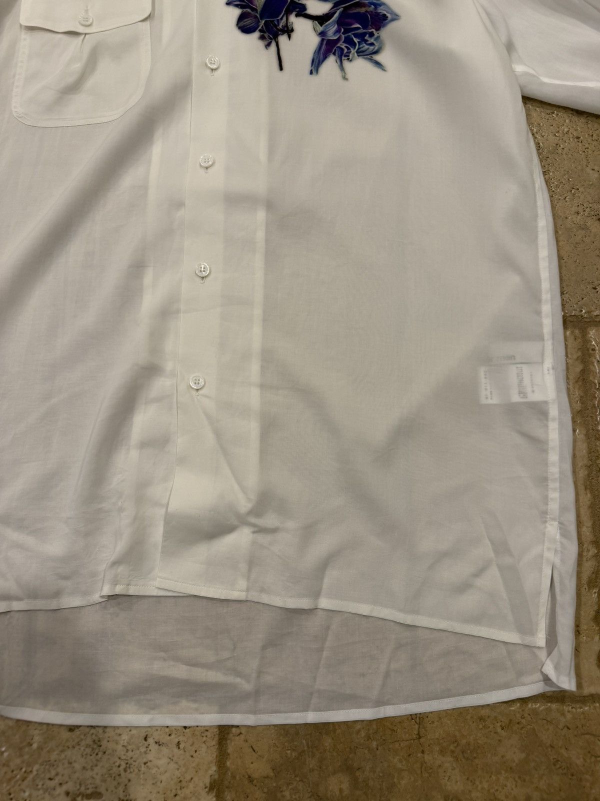 Yohji Yamamoto Yohji Yamamoto Blue Flower / Floral White Button Up Shirt Size US M / EU 48-50 / 2 - 7 Thumbnail