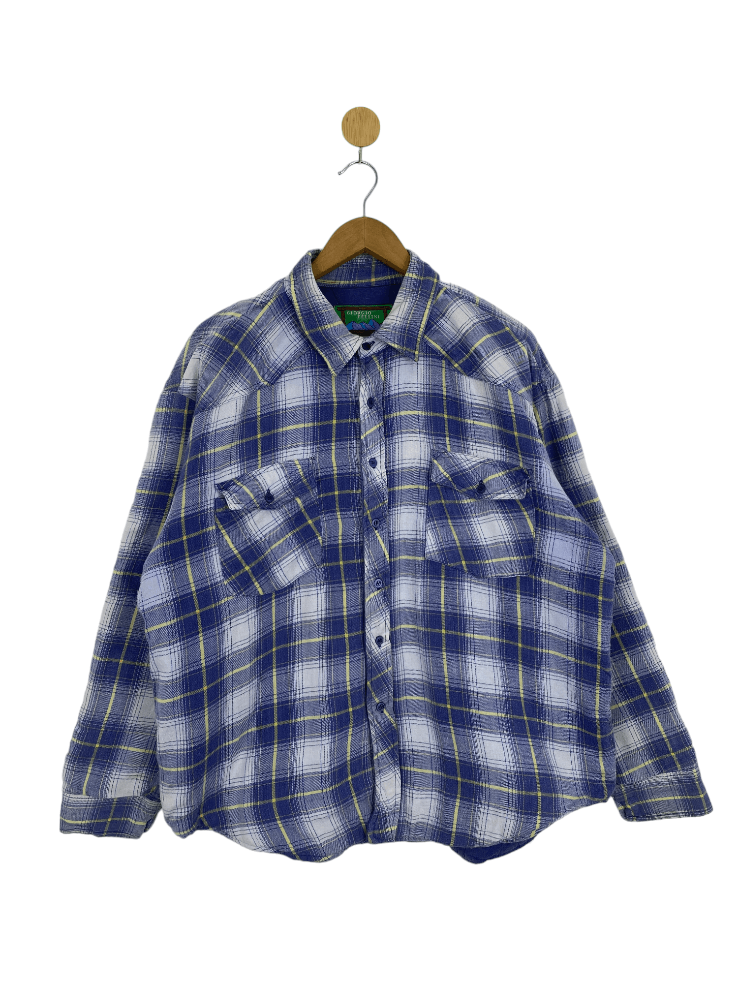 Designer × Vintage Vintage Giorgo Fellini Shadow Plaid Flannel Jacket MJ0057 Size US XL / EU 56 / 4 - 1 Thumbnail