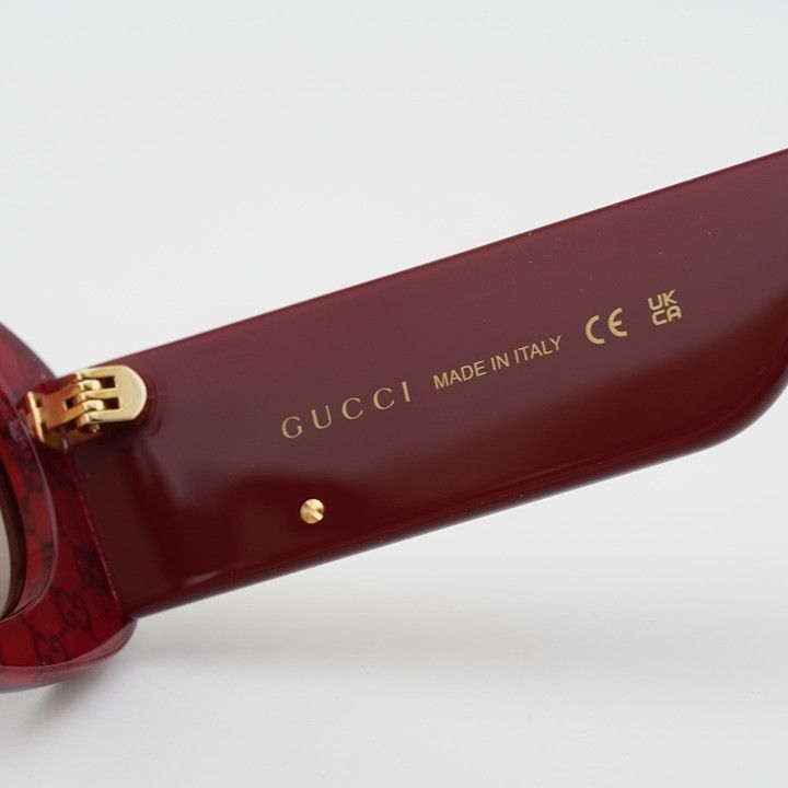 Gucci Gucci GG0517S 009 Sunglasses Burgundy Oval Frame Size ONE SIZE - 4 Thumbnail