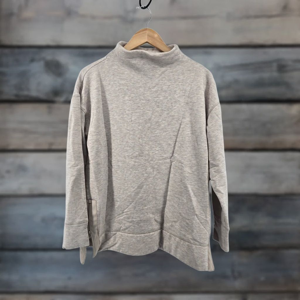 Vintage Haven Well Within Sweatshirt Womens M Beige Mock Neck Side Zip Tencel Pullover Size M / US 6-8 / IT 42-44 - 1 Thumbnail