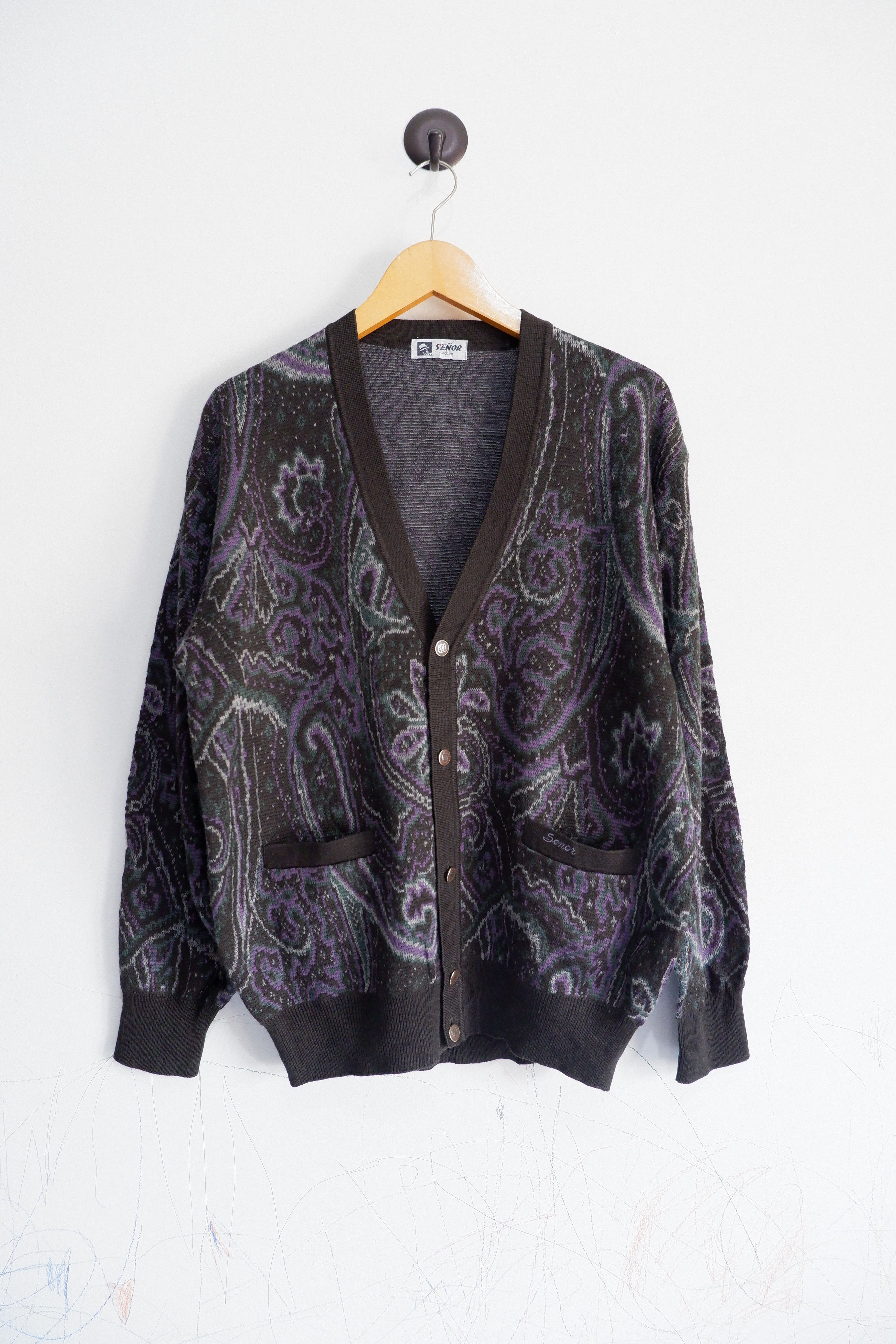 Japanese Brand Vintage Jacquard Paisley Knit Cardigan Size US L / EU 52-54 / 3 - 1 Thumbnail