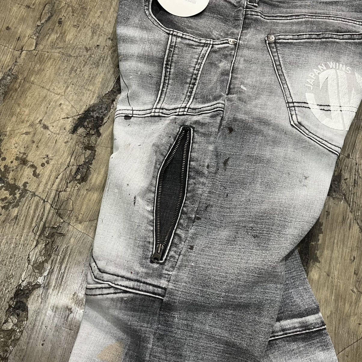 Hysteric Glamour JAPAN WINS Grey Biker Cargo Jeans Size US 31 - 15 Thumbnail