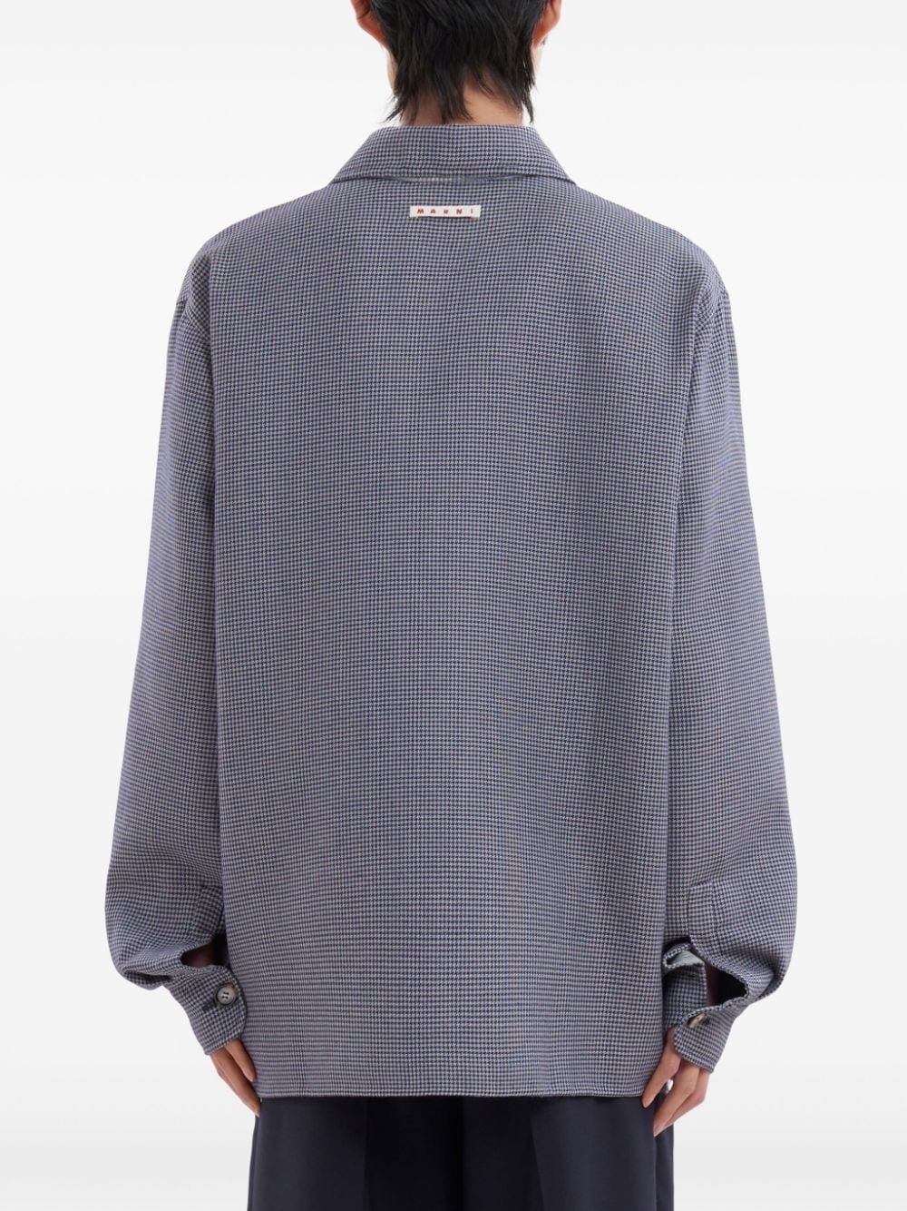 Marni o1w1db11025 Houndstooth-Print Flap-Pocket Shirt in Blue Size US L / EU 52-54 / 3 - 3 Thumbnail