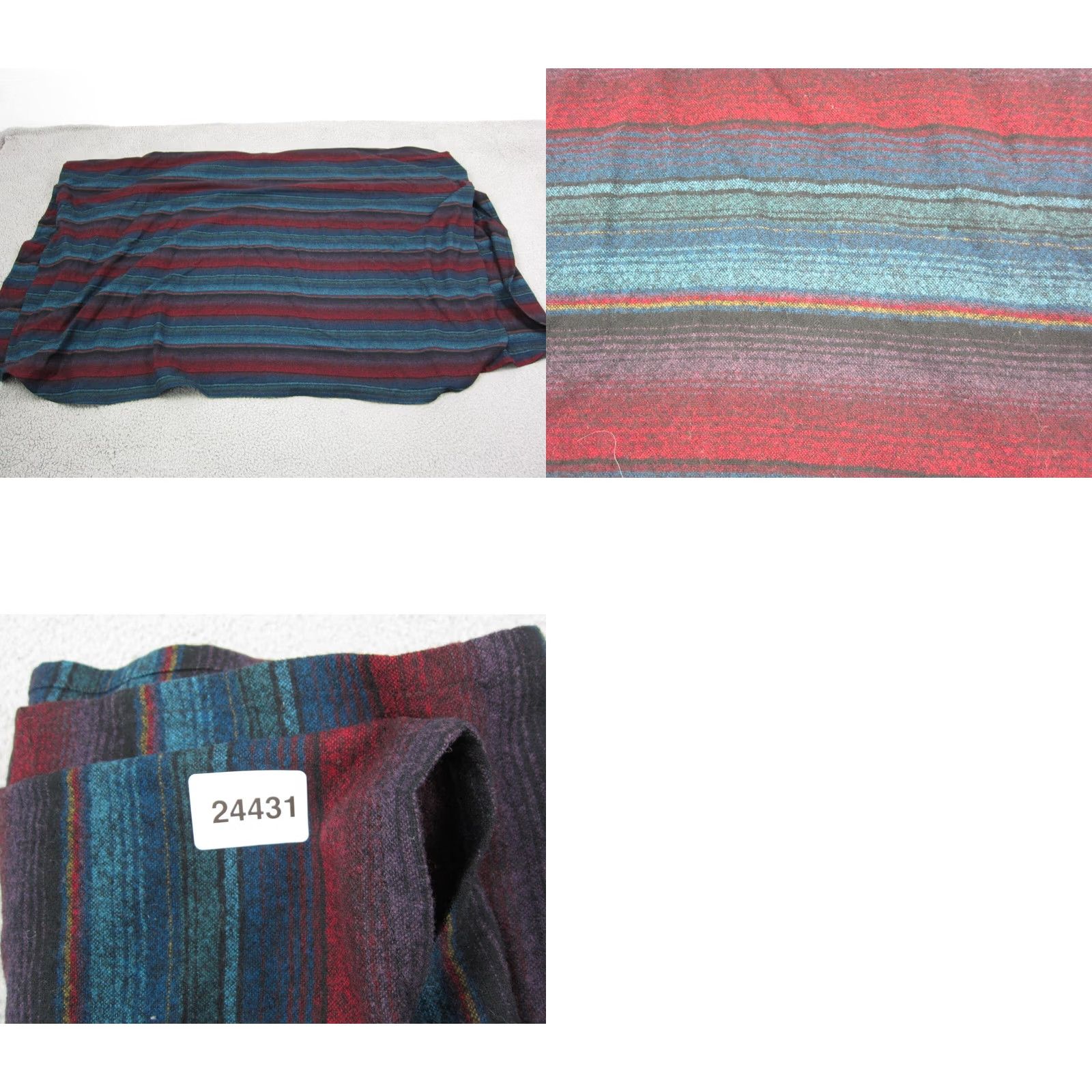 Vintage Vintage Texas Body Hangings Poncho Shawl Wool Blue Striped Knit One Size Women 80s 90s Size ONE SIZE - 8 Thumbnail