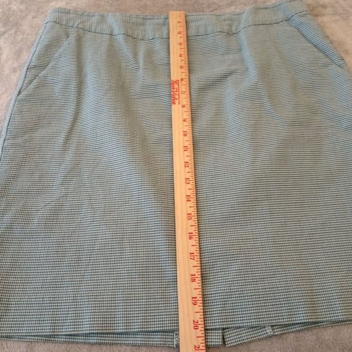 Vintage LL Bean Skirt Knee Length Blue Houndstooth Pockets Lined Slit Size 14 Women Wool Cotton Spandex Regular Straight Pencil Vintage: No Size 36" / US 14 / IT 50 - 4 Thumbnail