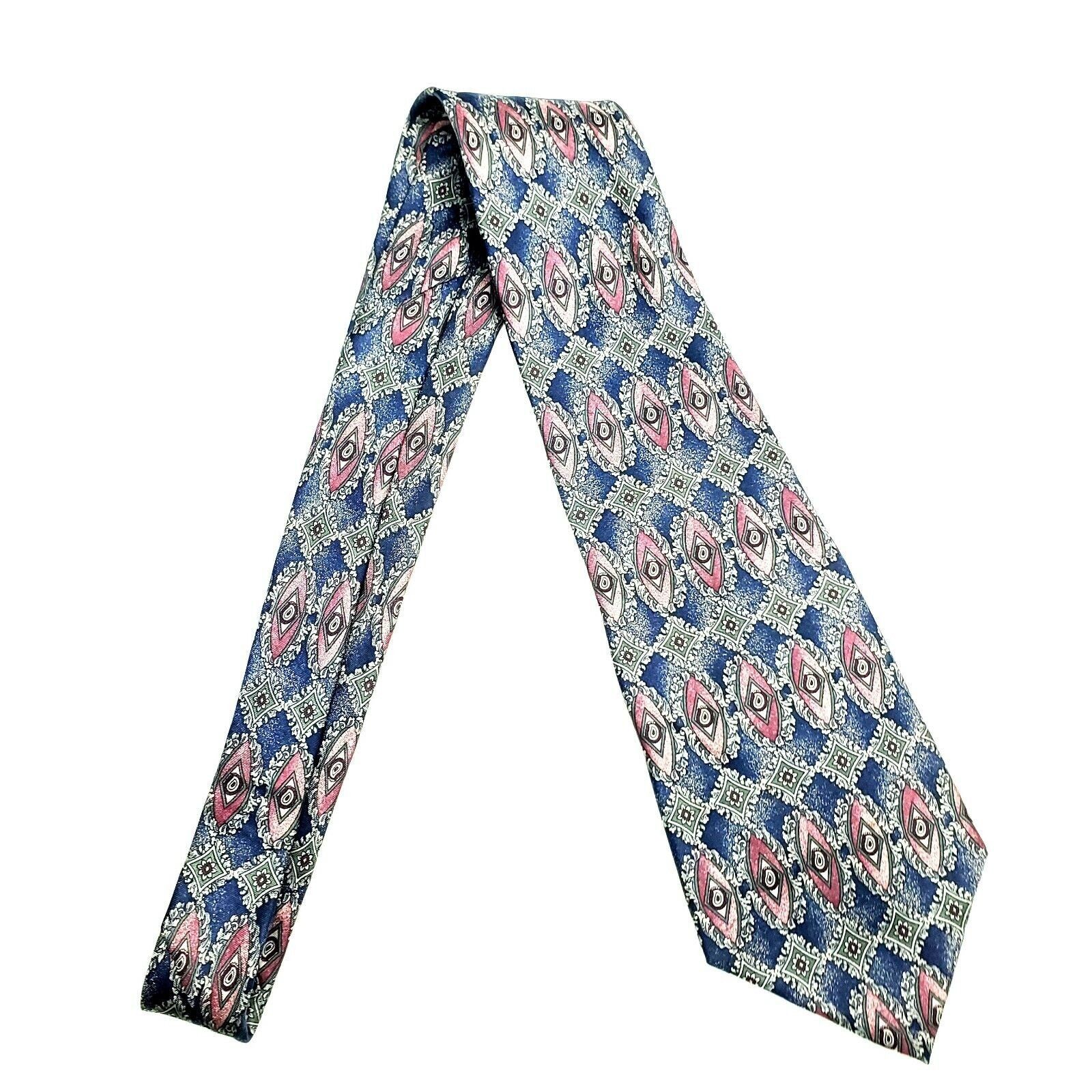 Savile Row Savile Row Silk Tie Blue Geometric Wide Print Size ONE SIZE - 6 Thumbnail