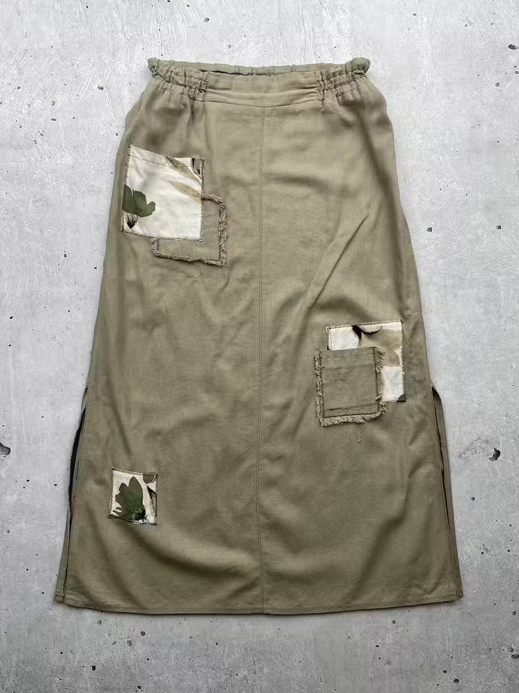 Other Vintage Linen Patched Maxi Skirt Size 28" / US 6 / IT 42 - 1 Thumbnail
