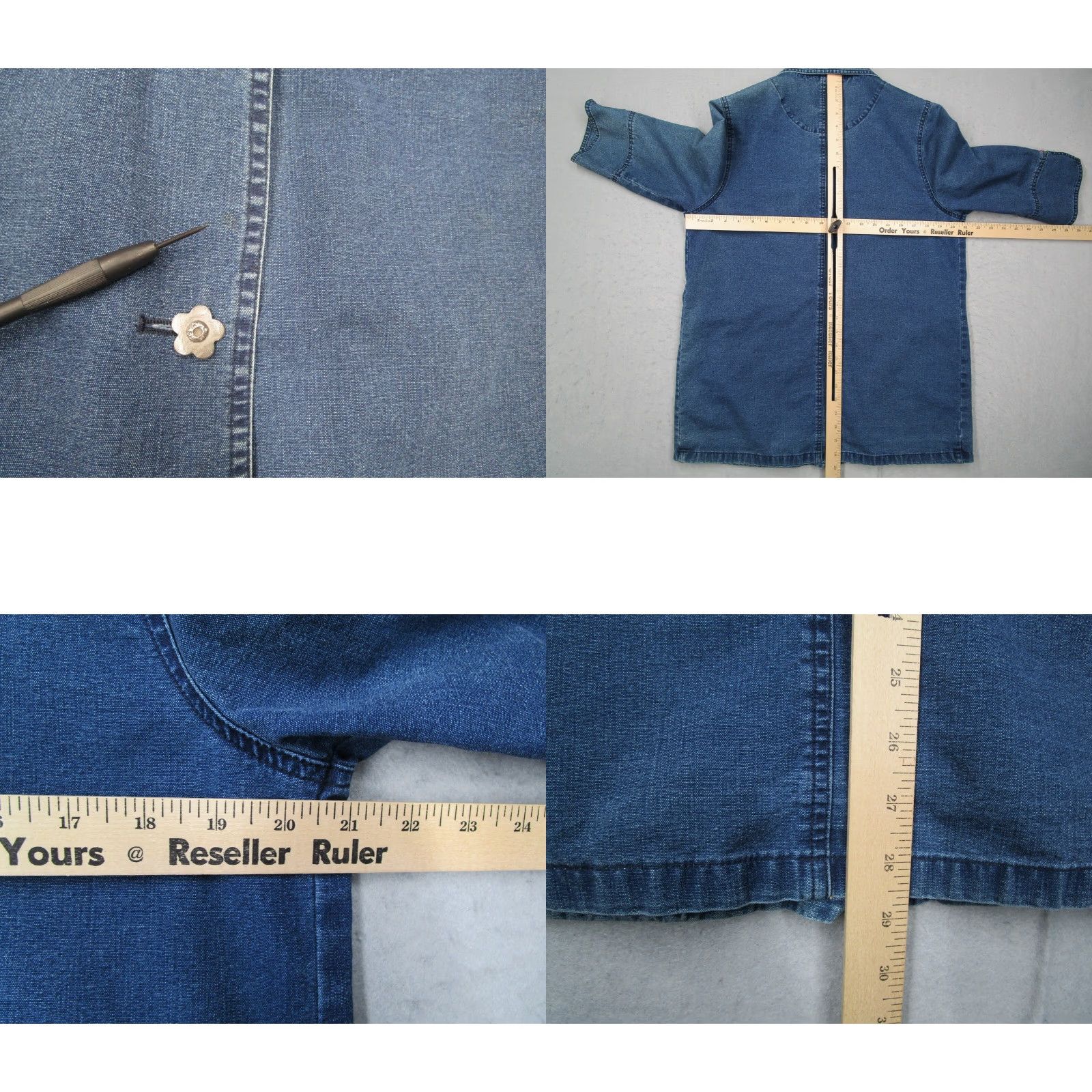 Denime Giesswein Jacket Womens Blue Denim 3/4 Sleeve Button Up Embroidery - Cotton - Made in Austria - Size 40 - Regular Fit - Workwear Category: Jacket Size S / US 4 / IT 40 - 8 Thumbnail