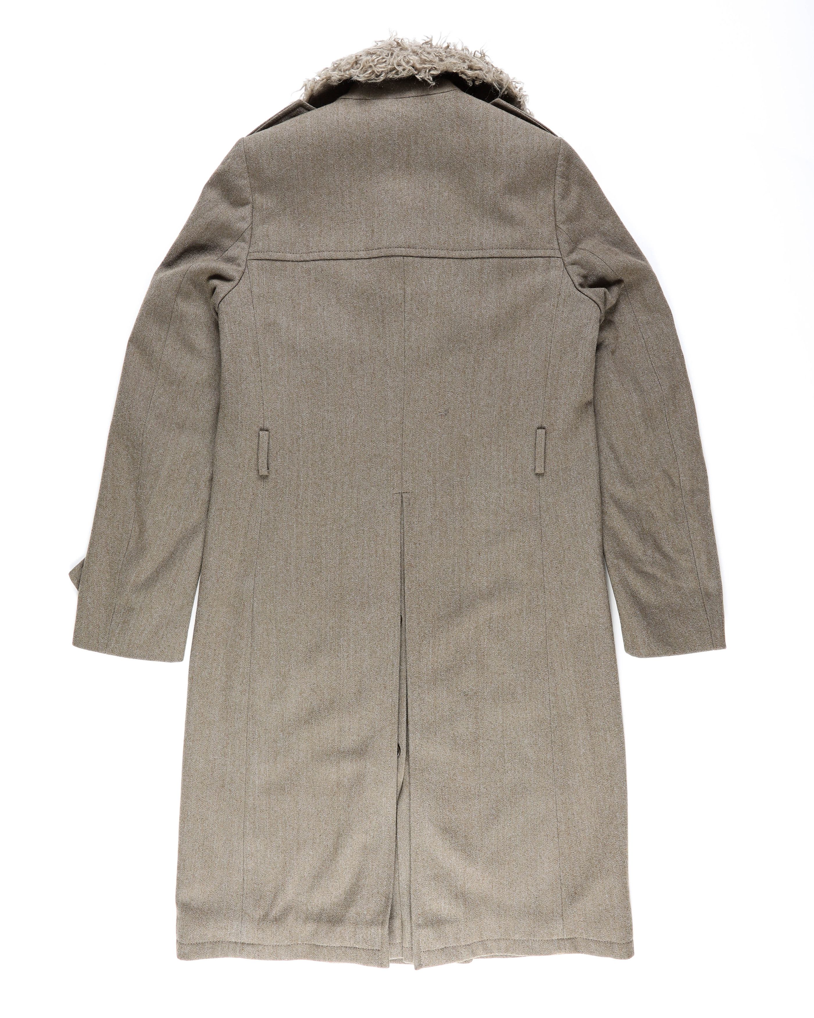 Dries Van Noten FW16 Faux Fur Collar Double Breasted Long Coat in Grey Wool Size US S / EU 44-46 / 1 - 10 Thumbnail